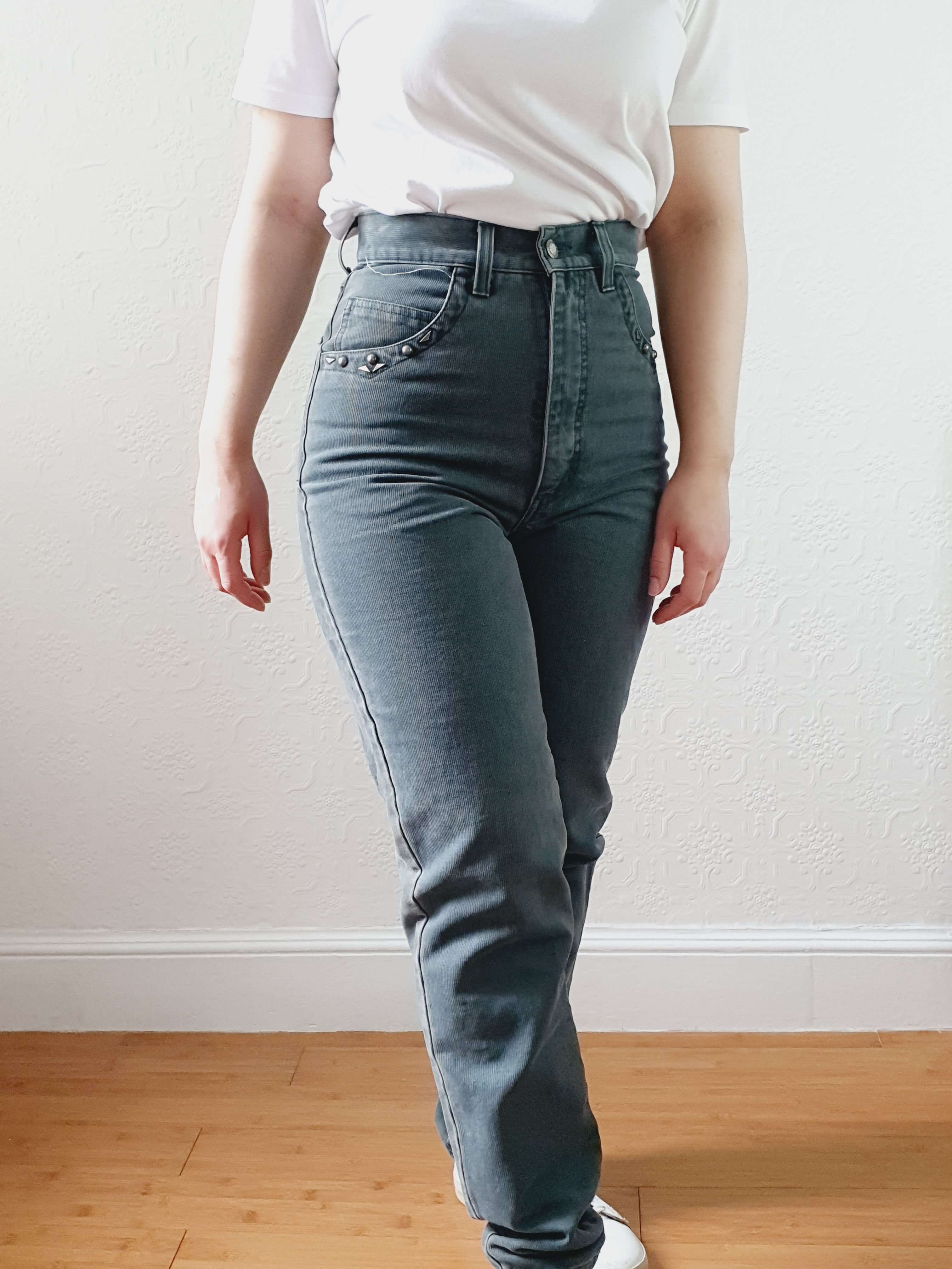 Vintage High Waisted Moss Green Jeans - 26W 29L - Image 12