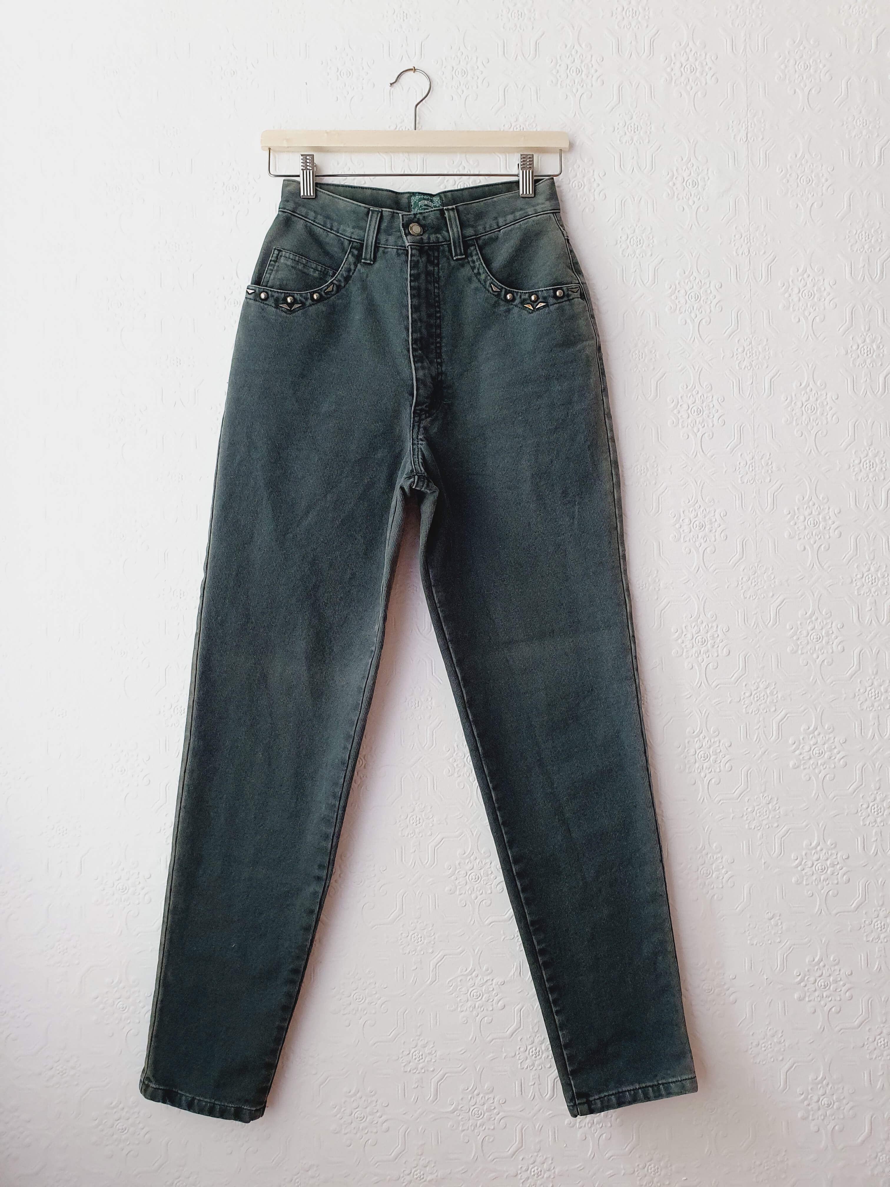 Vintage High Waisted Moss Green Jeans - 26W 29L - Image 3