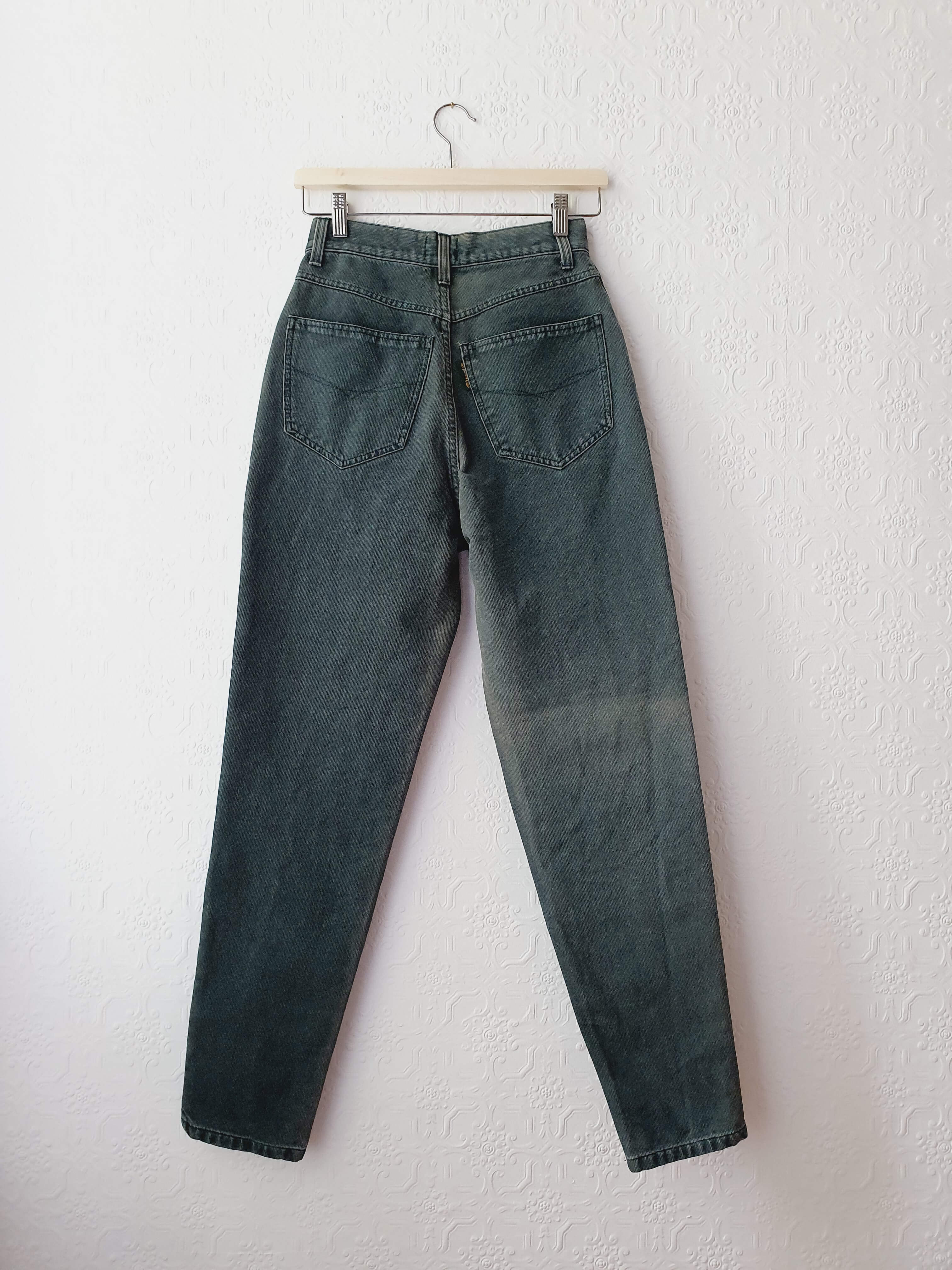 Vintage High Waisted Moss Green Jeans - 26W 29L - Image 4