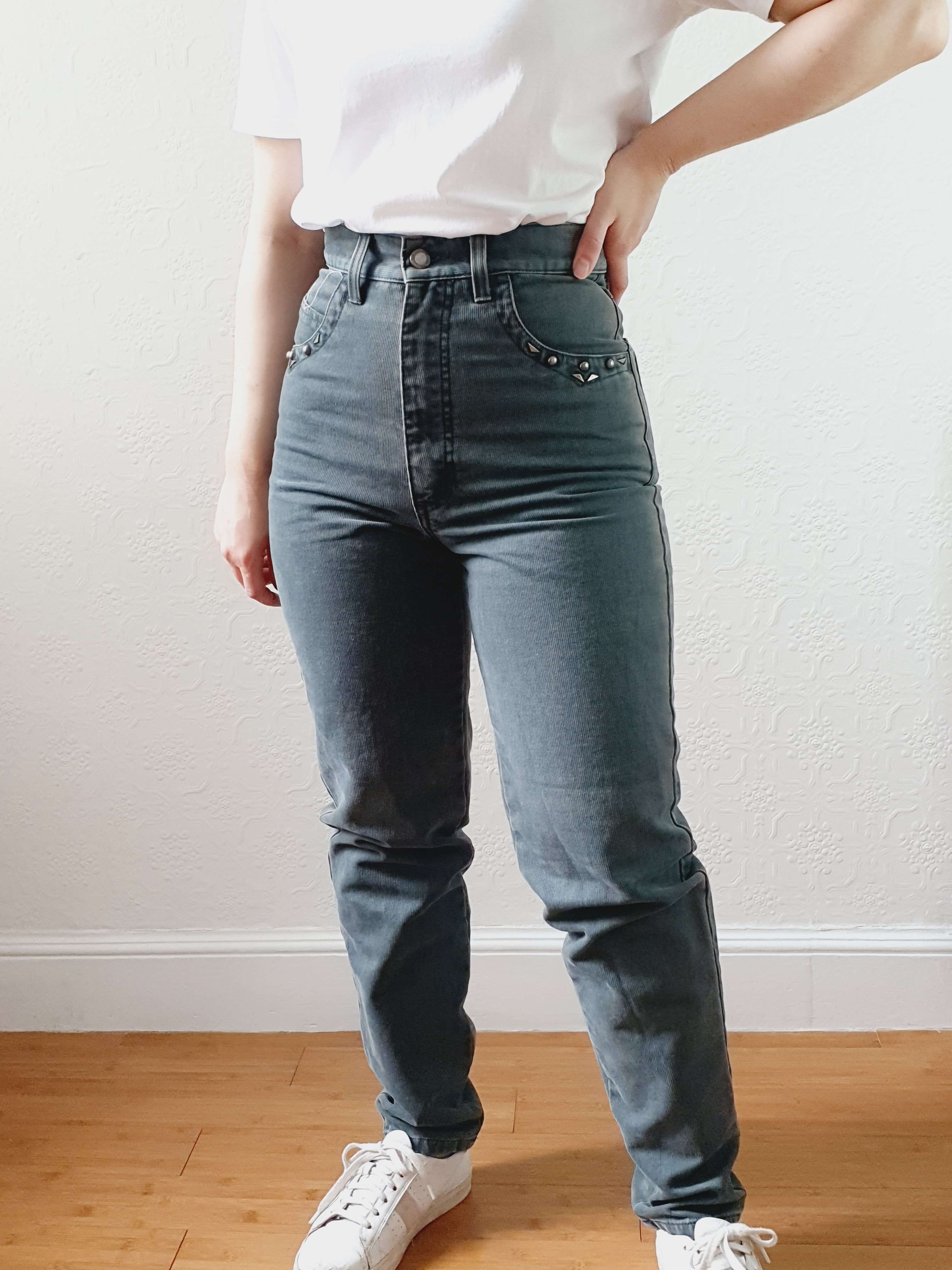 Vintage High Waisted Moss Green Jeans - 26W 29L - Image 5