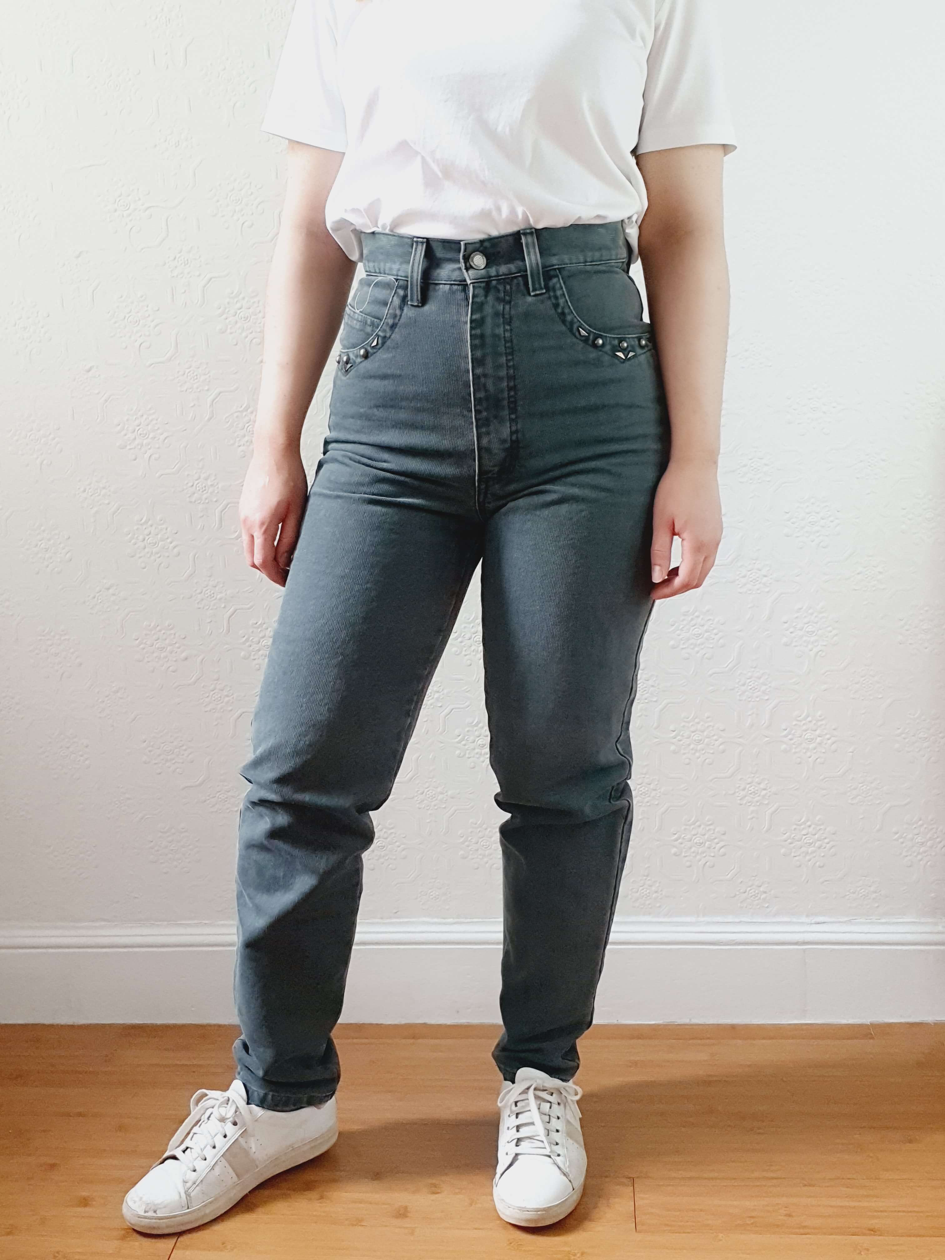 Vintage High Waisted Moss Green Jeans - 26W 29L - Image 6