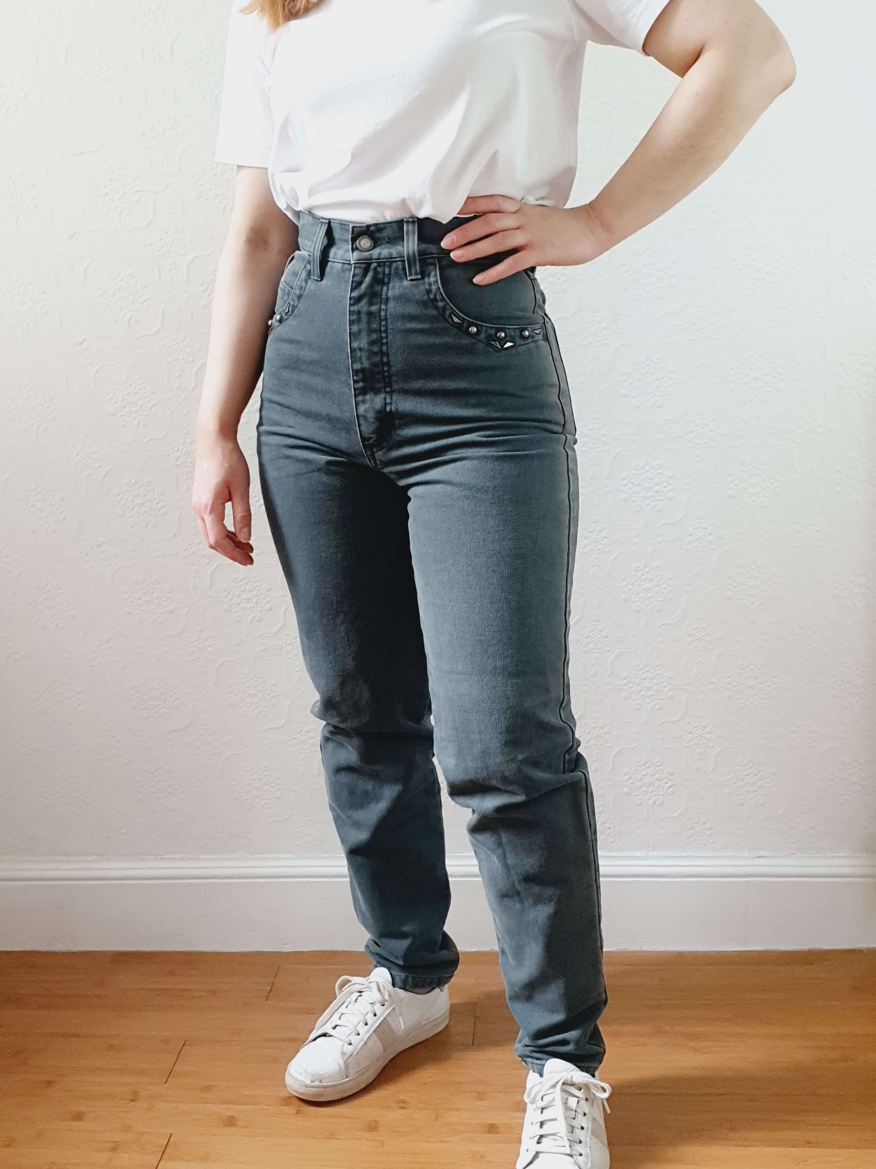 Vintage High Waisted Moss Green Jeans - 26W 29L - Image 7