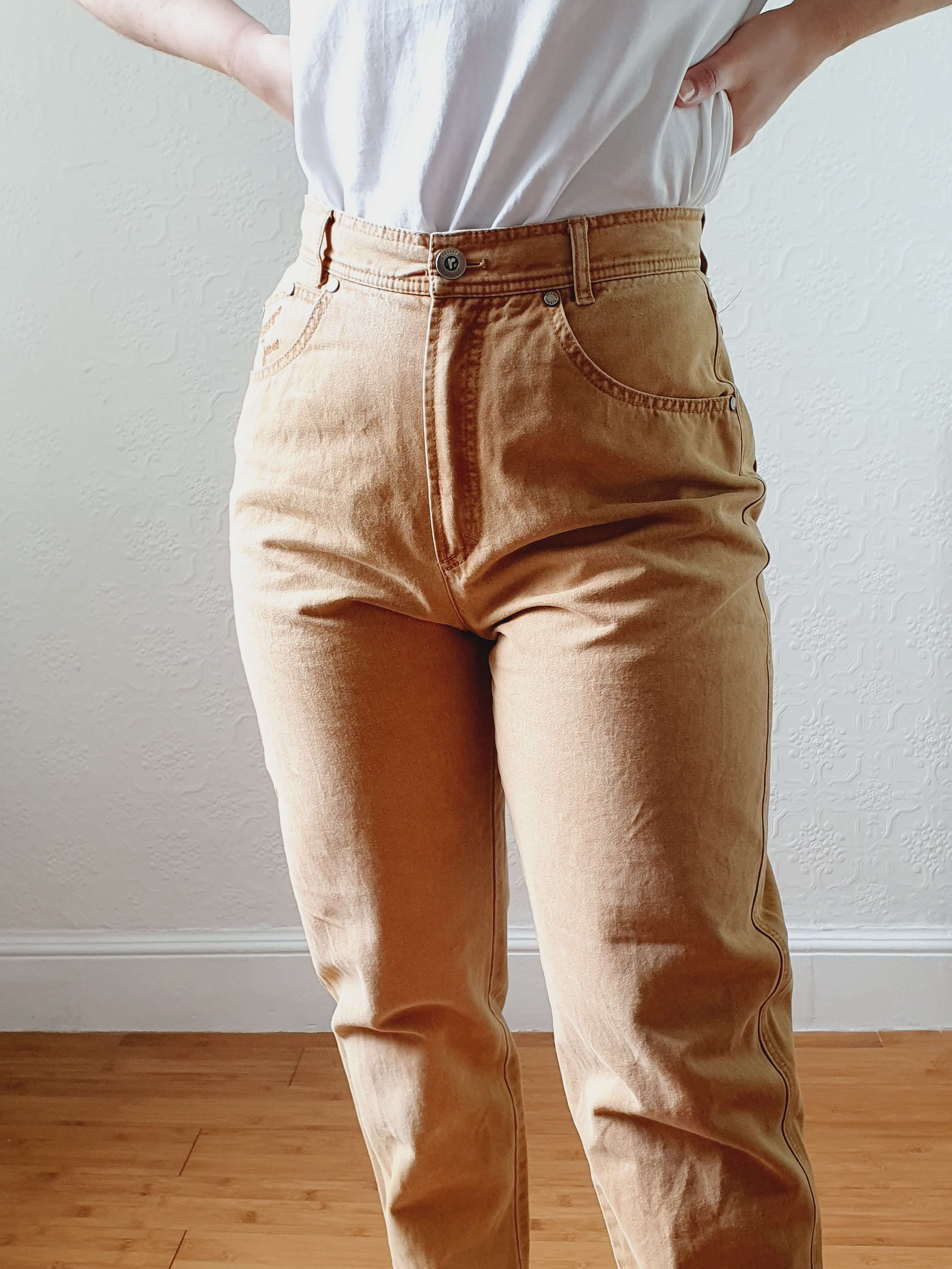 Vintage High Waisted Tan Jeans - 28W 27L - Image 13