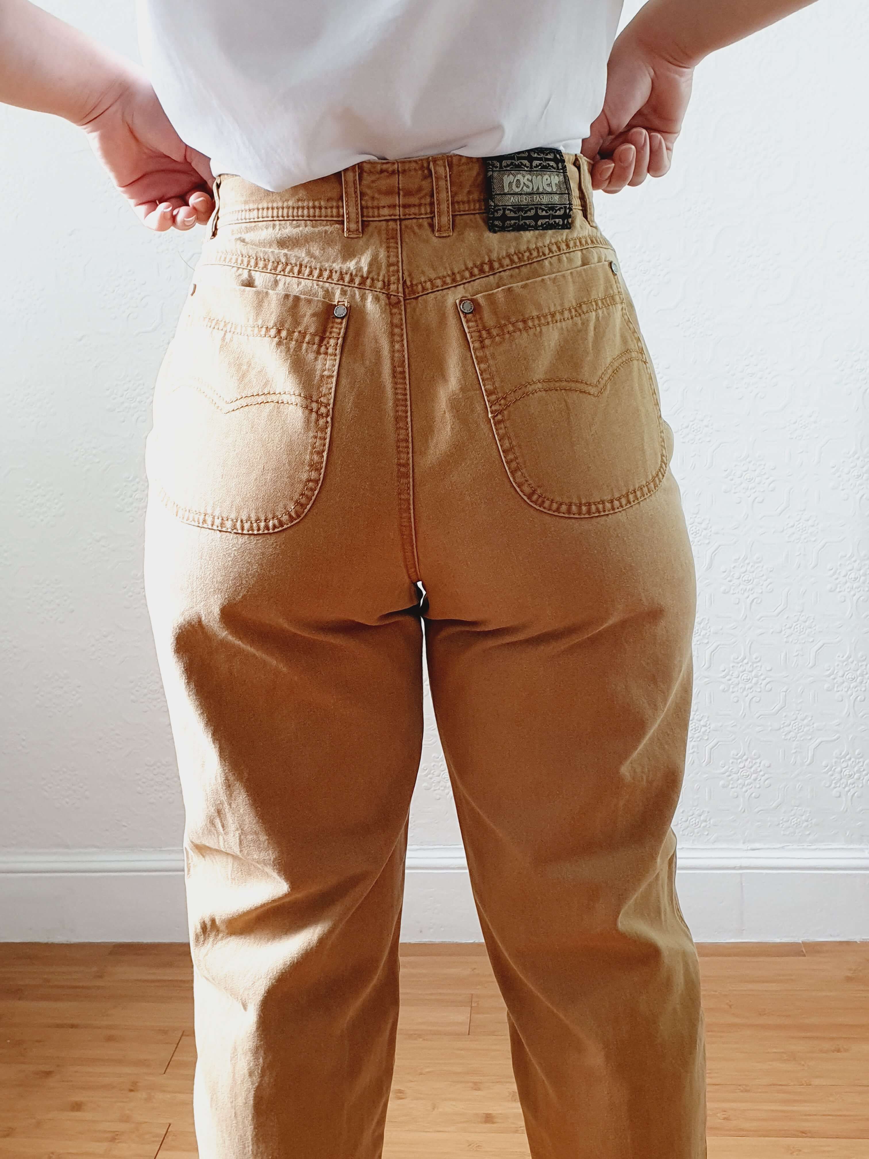 Vintage High Waisted Tan Jeans - 28W 27L - Image 14