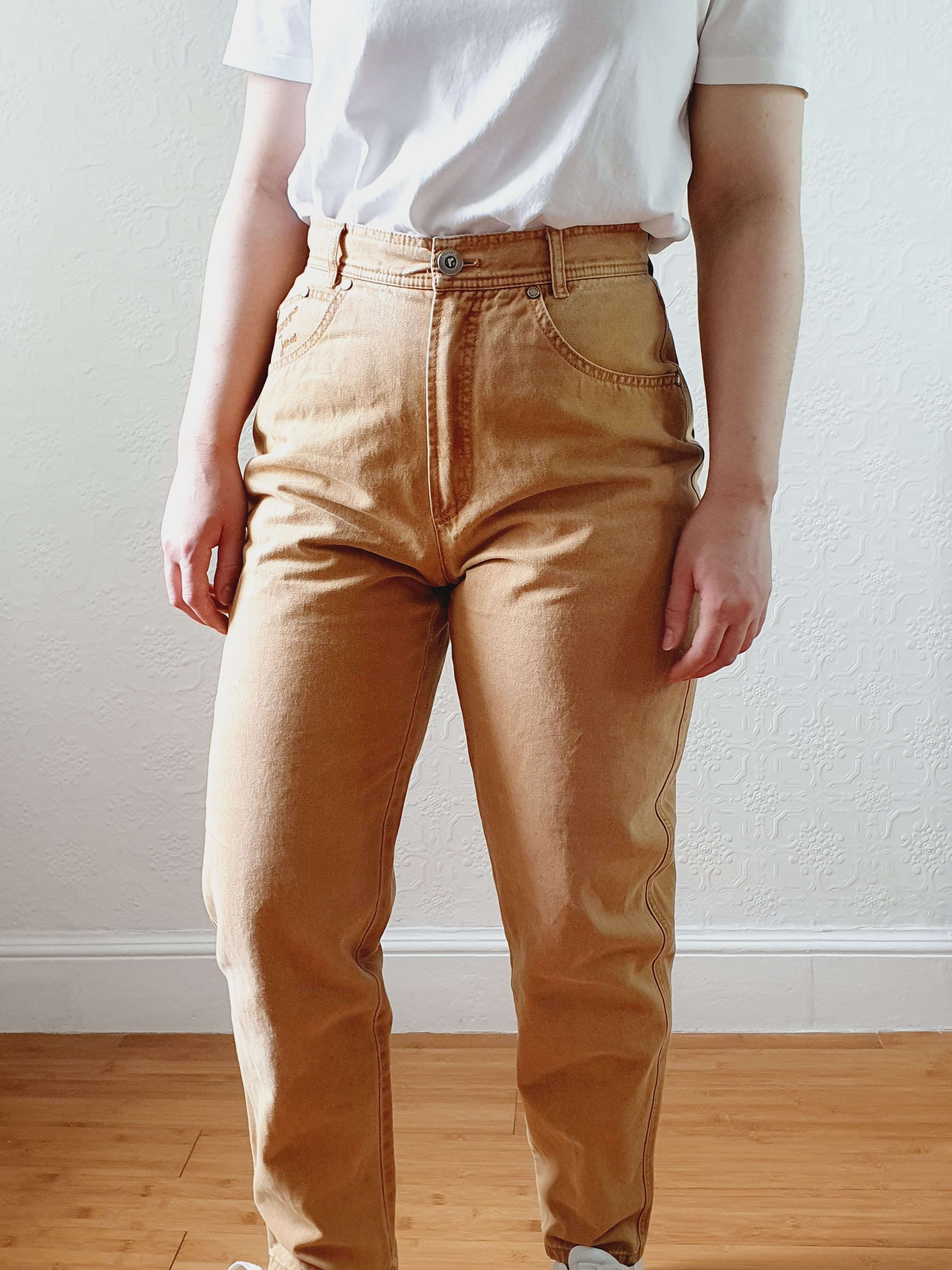Vintage High Waisted Tan Jeans - 28W 27L - Image 15
