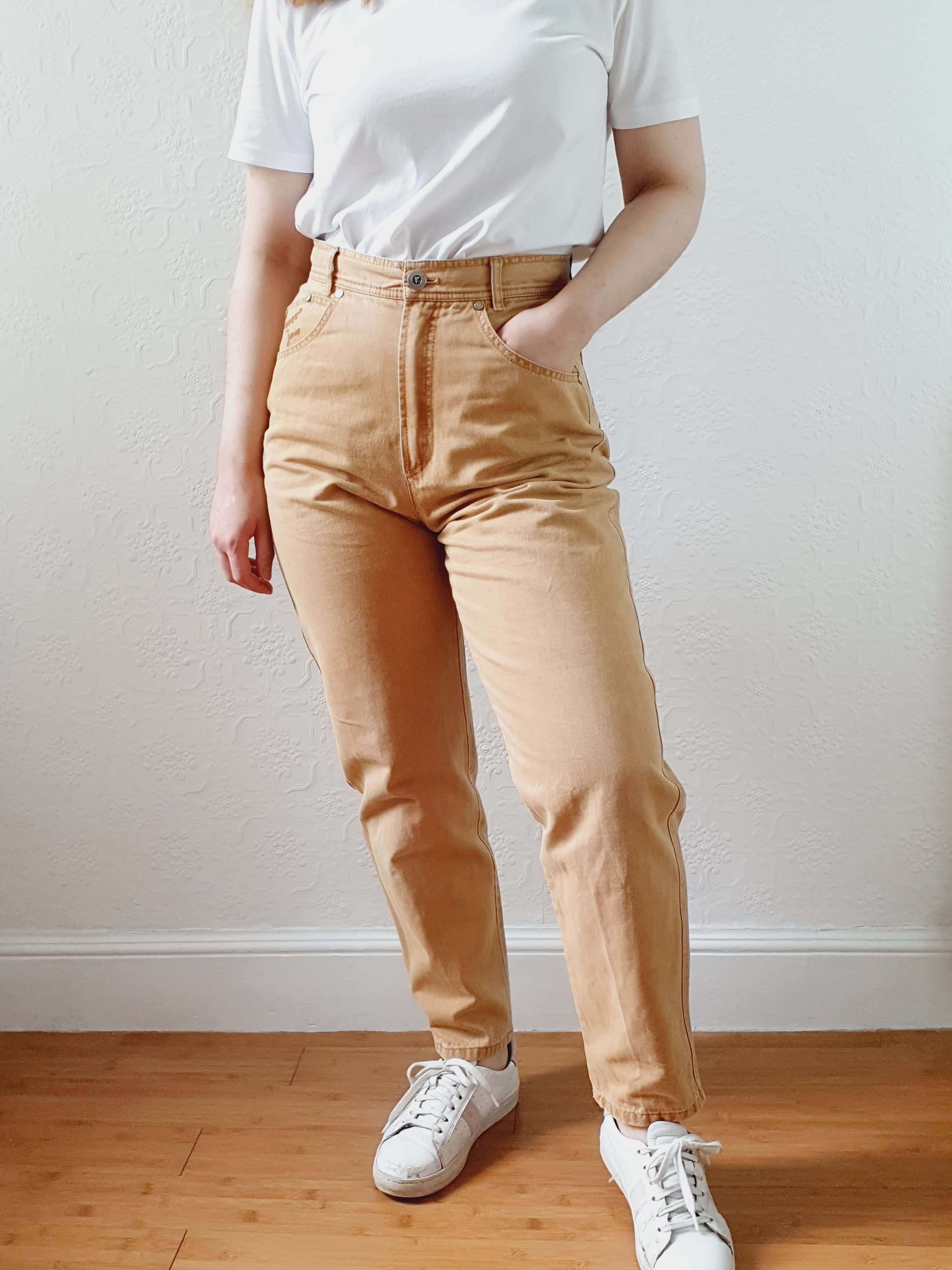 Vintage High Waisted Tan Jeans - 28W 27L - Image 5