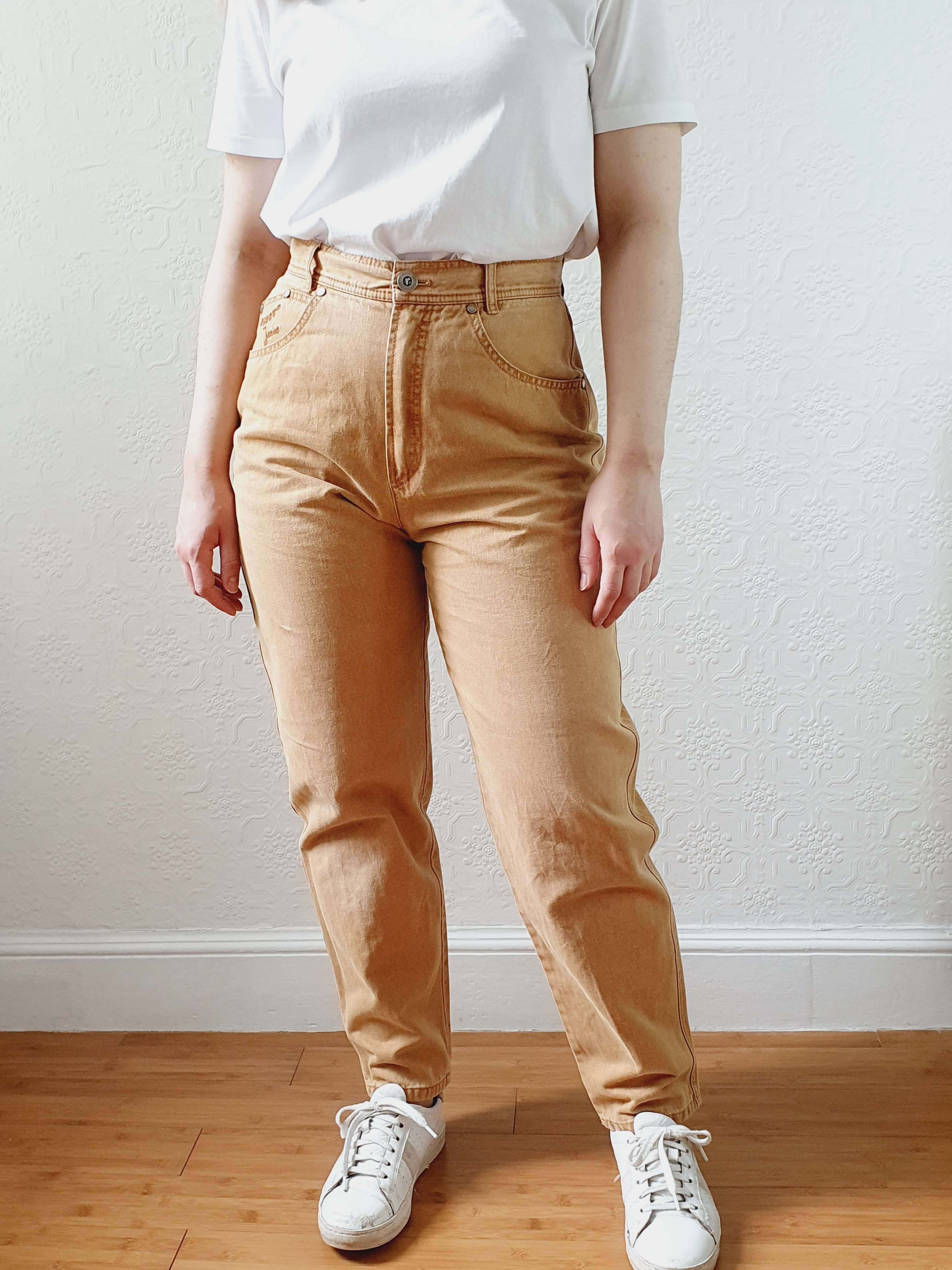 Vintage High Waisted Tan Jeans - 28W 27L - Image 6