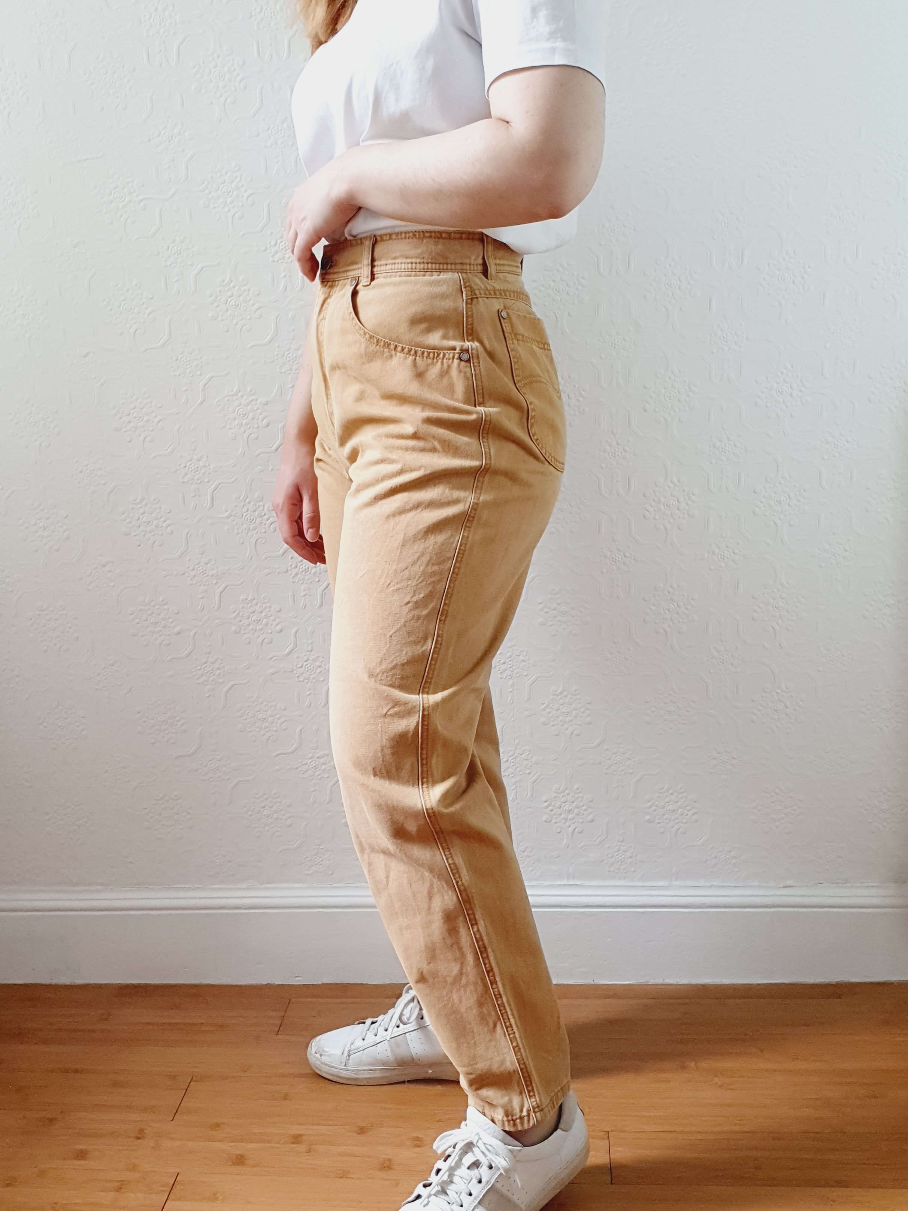 Vintage High Waisted Tan Jeans - 28W 27L - Image 7