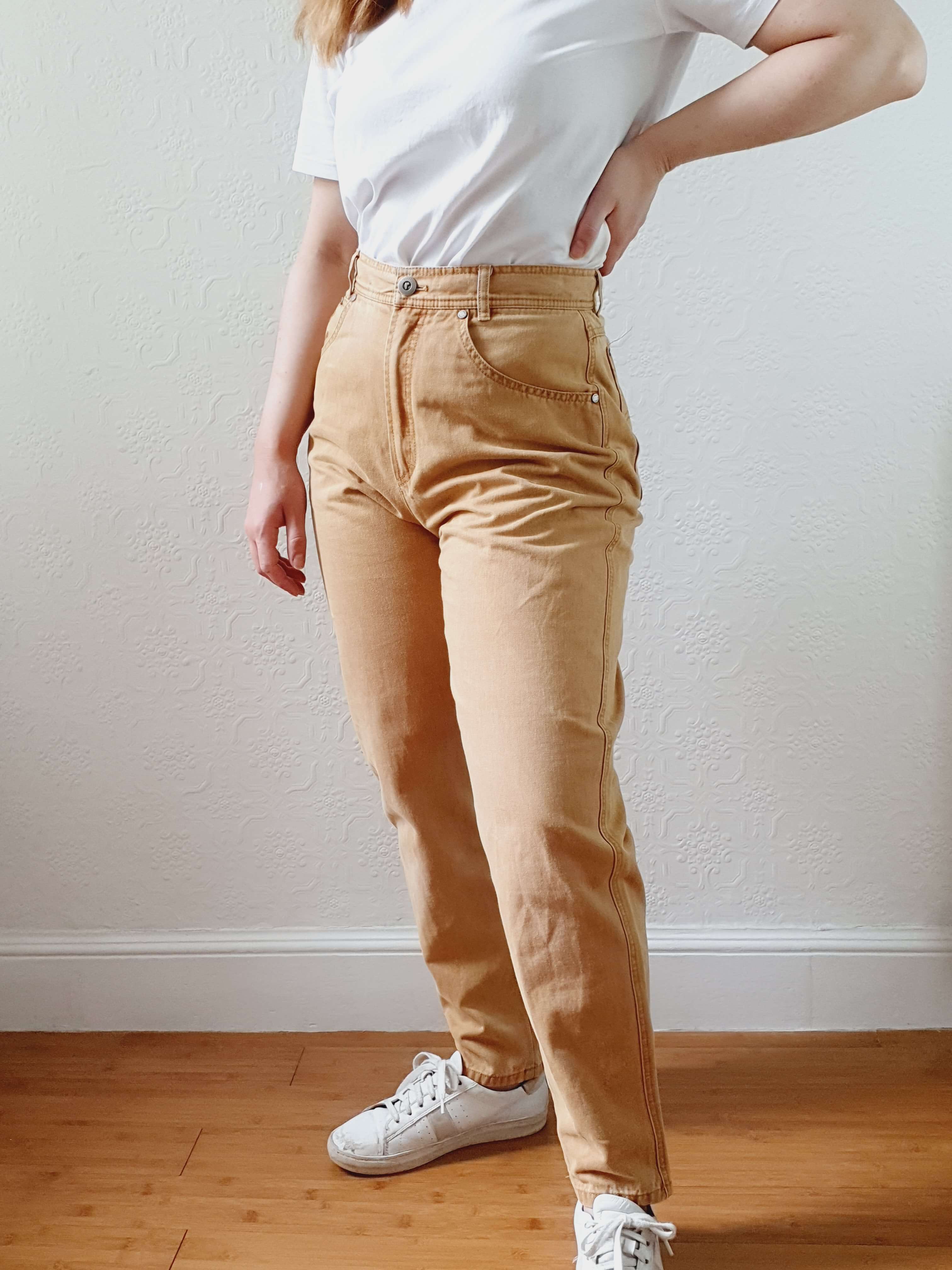 Vintage High Waisted Tan Jeans - 28W 27L - Image 8