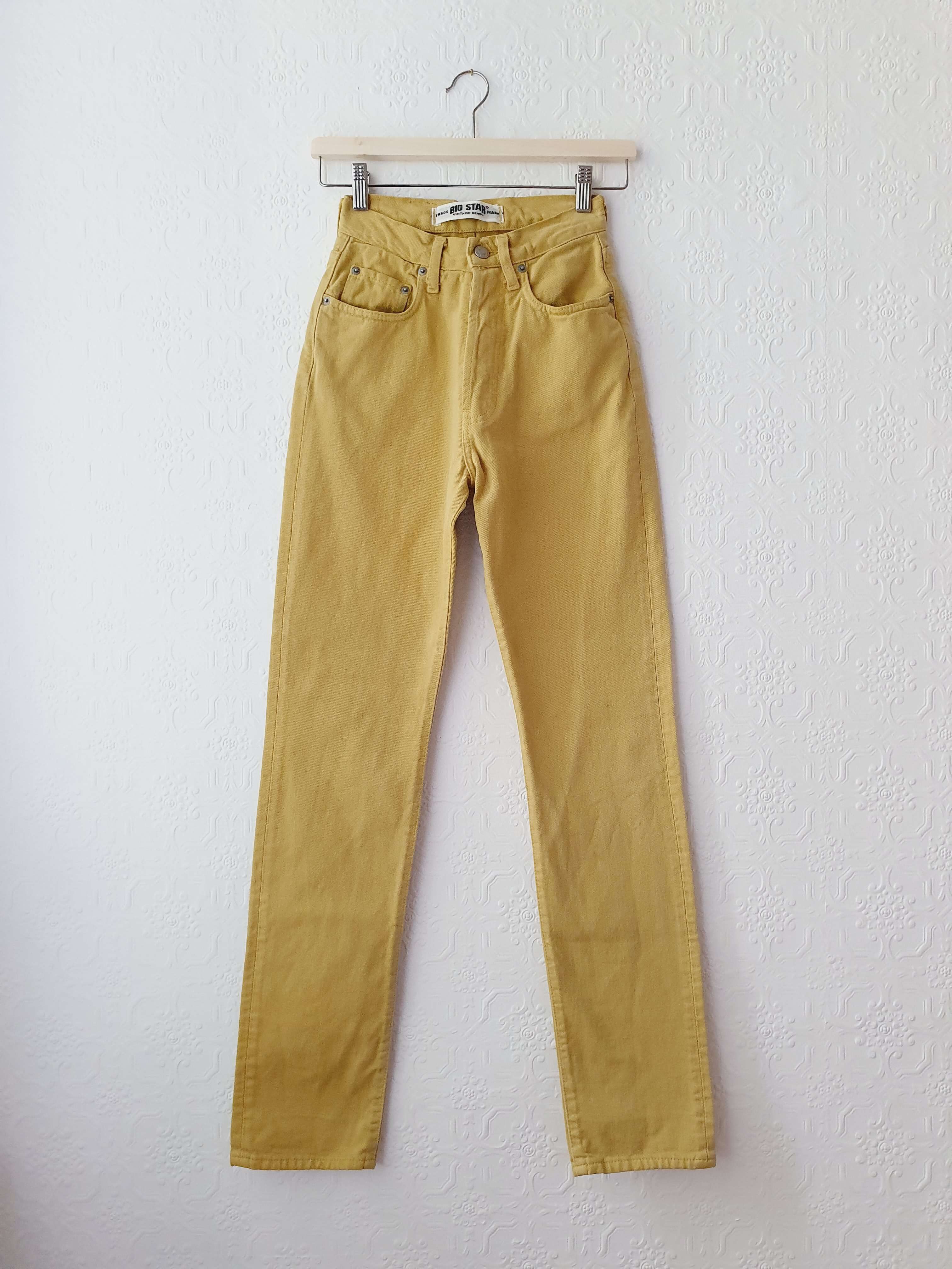 Vintage High Waisted Yellow Ochre Jeans - 24W 31L - Image 3