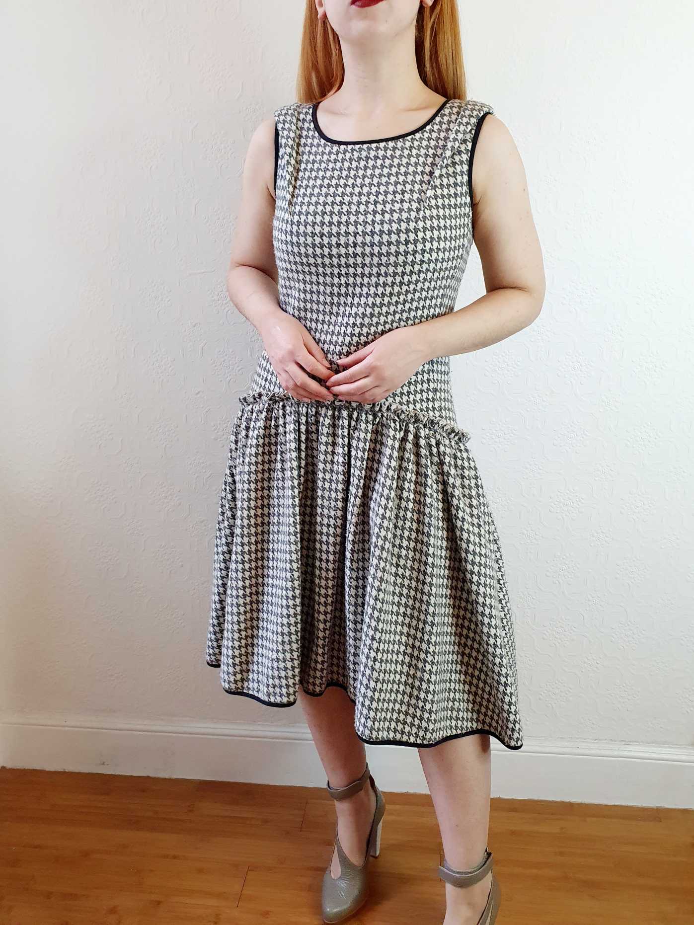 Vintage Houndstooth Drop Waist Dress - S/M - Image 11