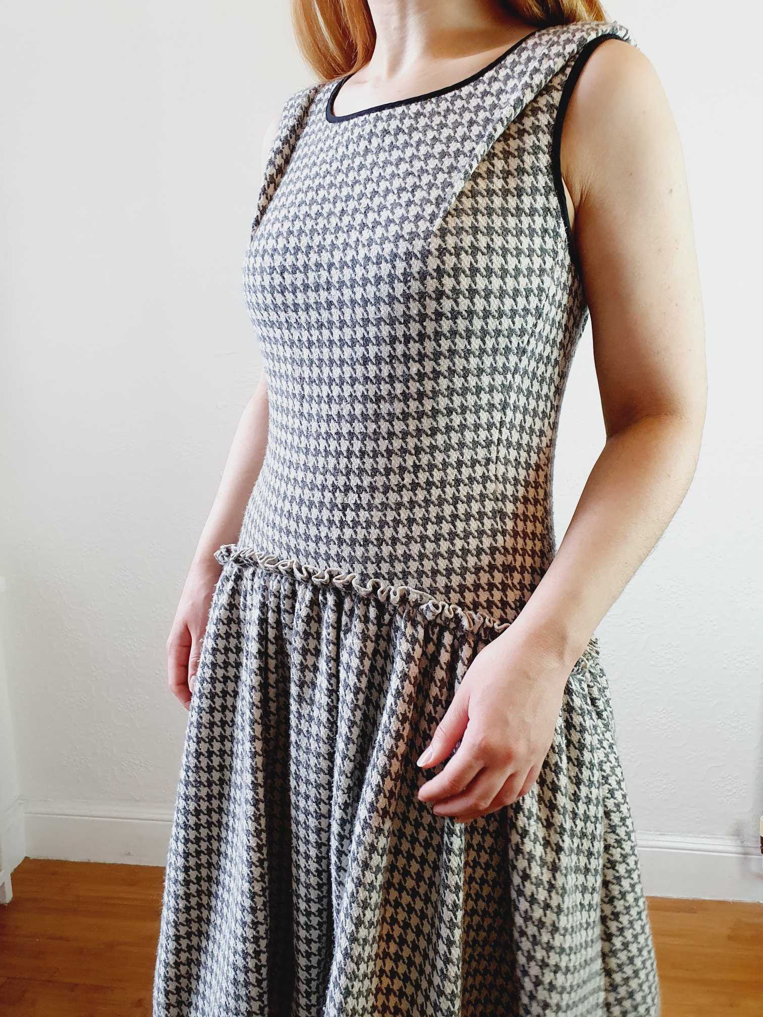 Vintage Houndstooth Drop Waist Dress - S/M - Image 13