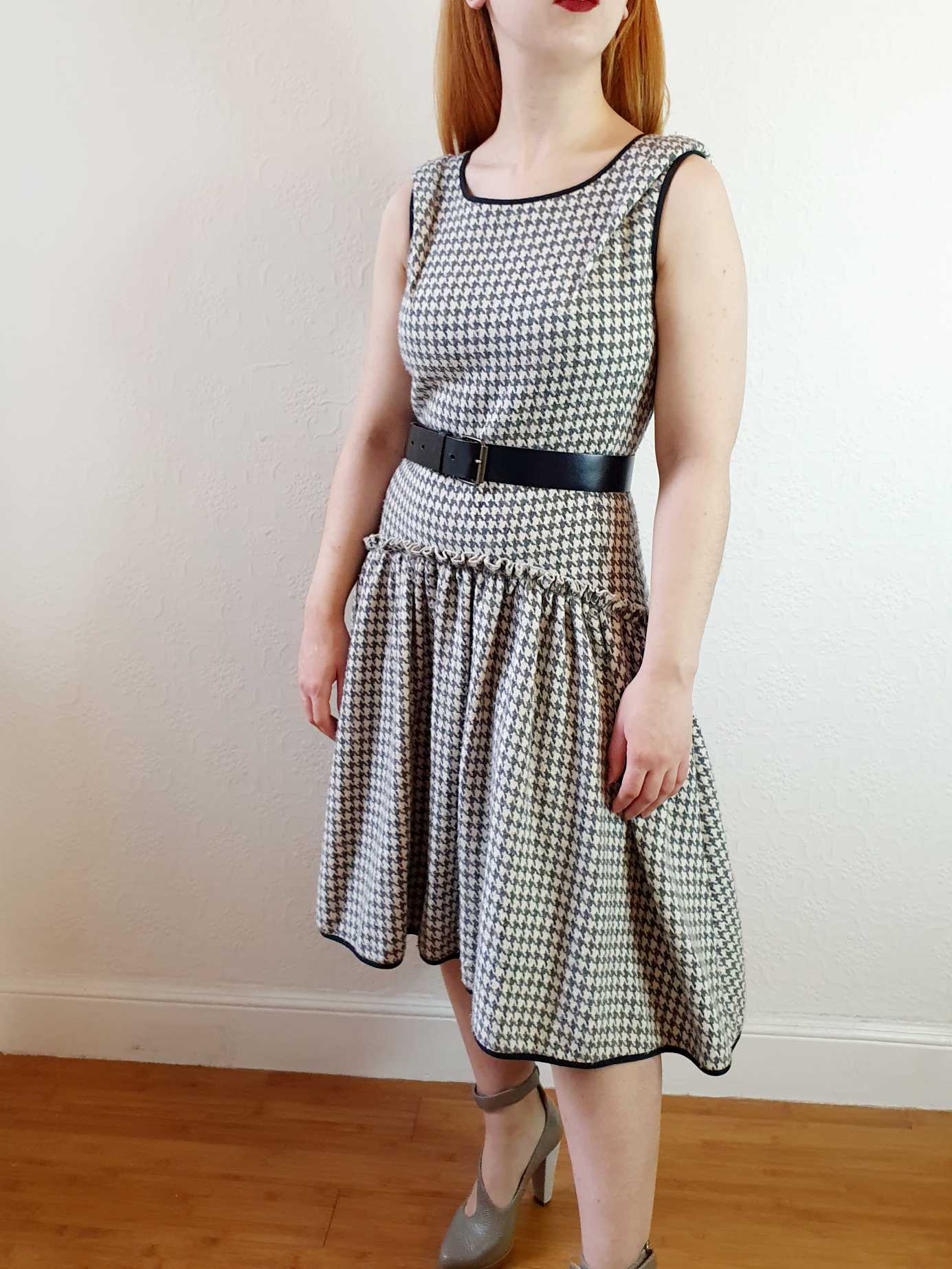 Vintage Houndstooth Drop Waist Dress - S/M - Image 2