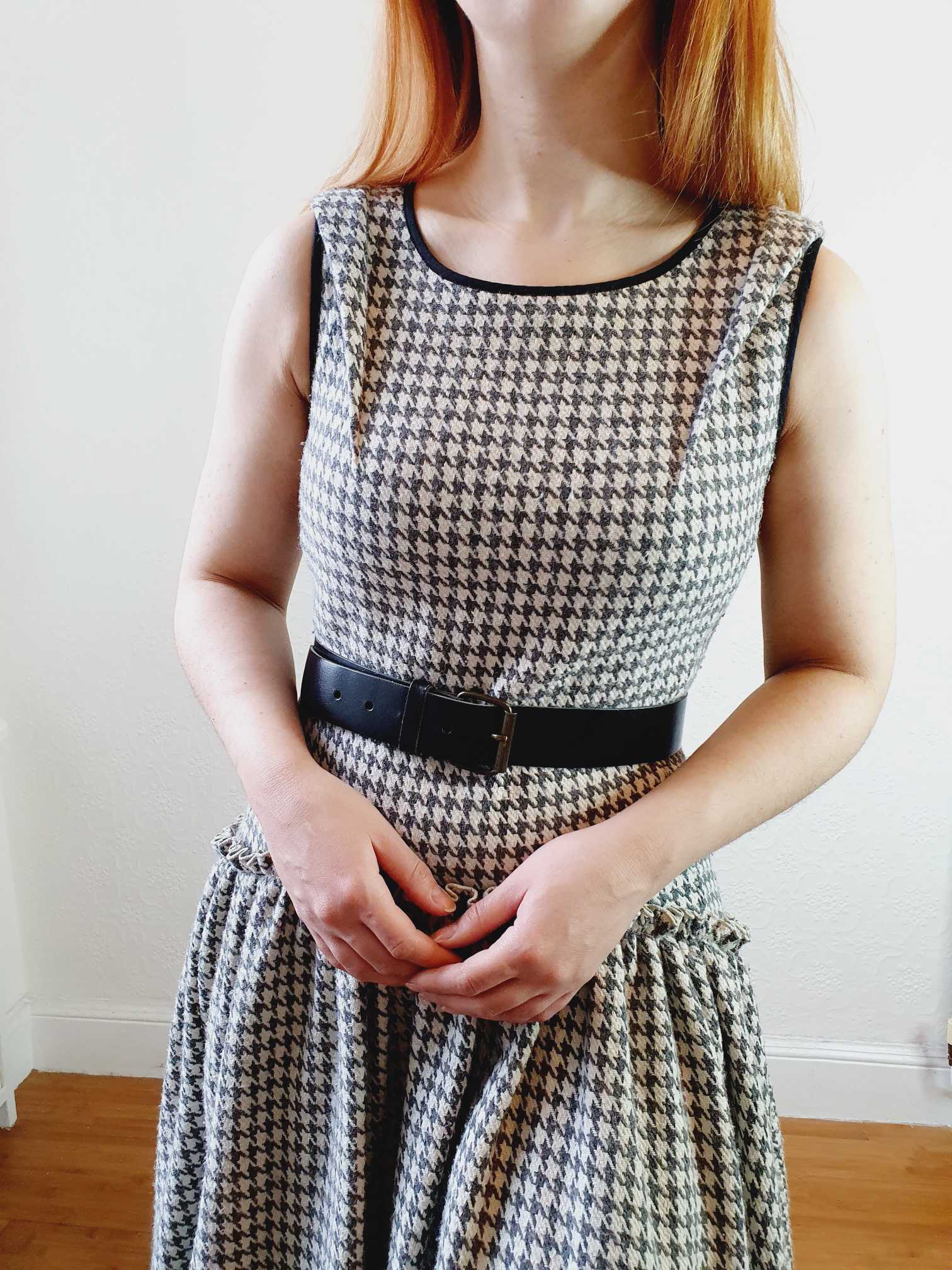 Vintage Houndstooth Drop Waist Dress - S/M - Image 5