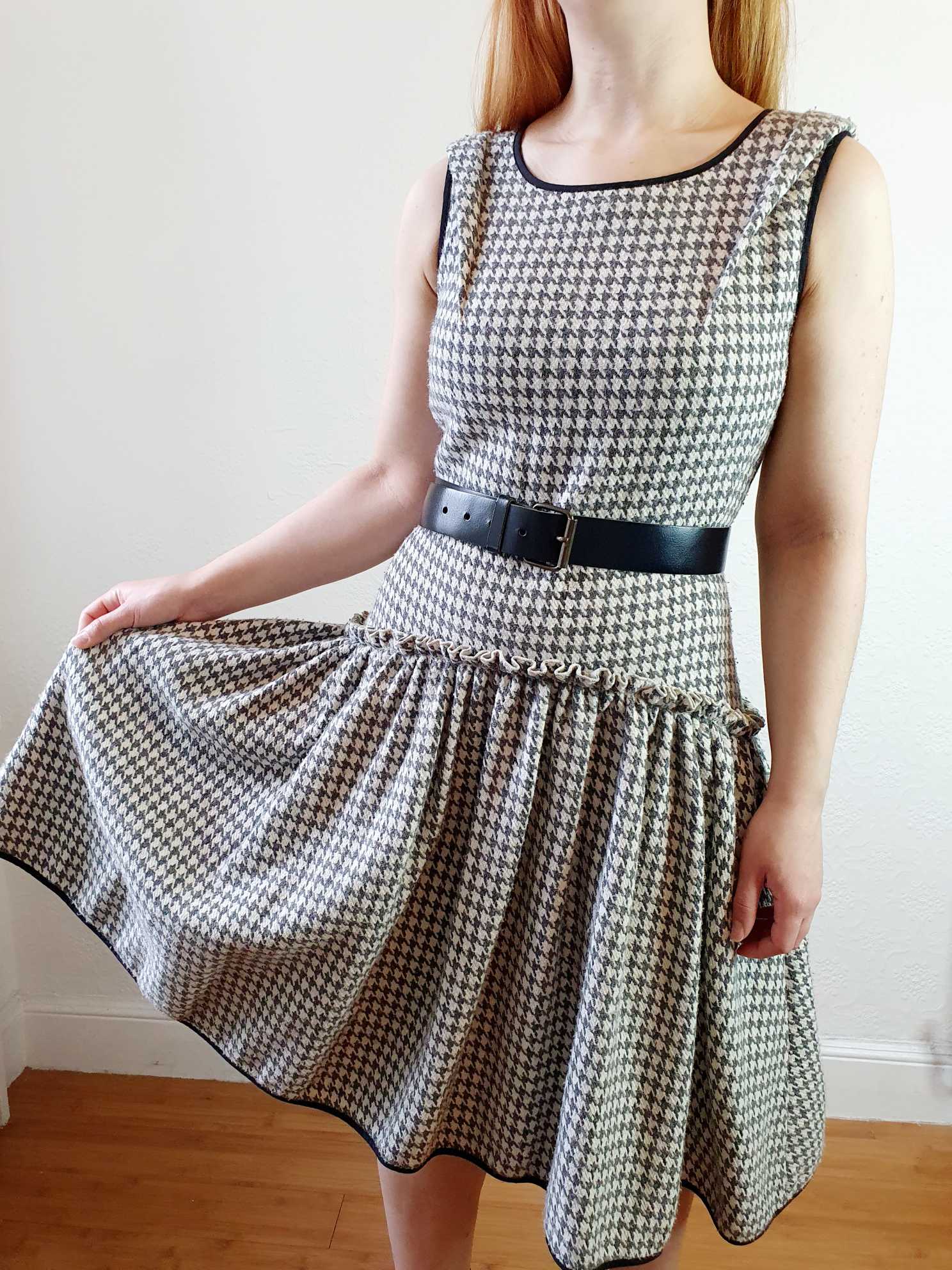 Vintage Houndstooth Drop Waist Dress - S/M - Image 6