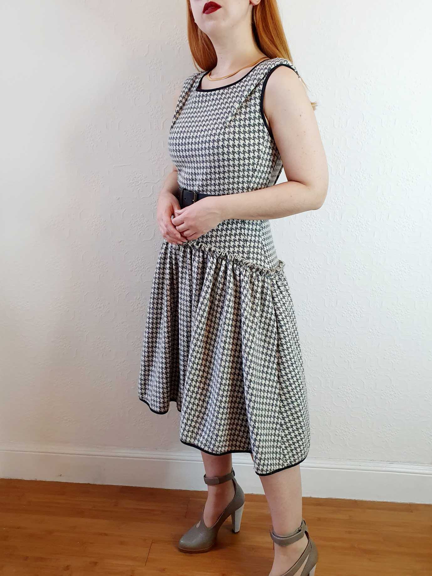Vintage Houndstooth Drop Waist Dress - S/M - Image 7