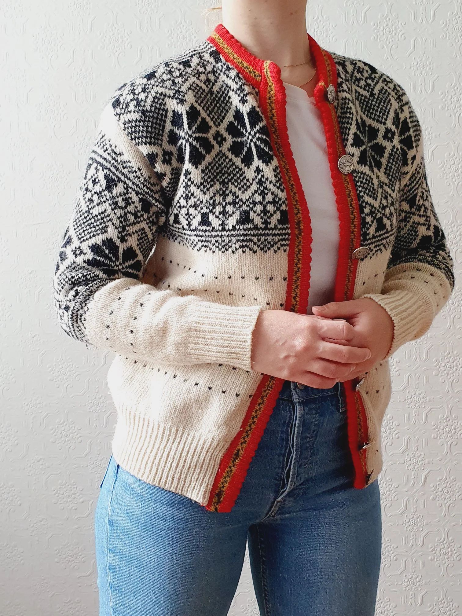 Vintage Icelandic Style Wool Cardigan - XS/S - Image 2