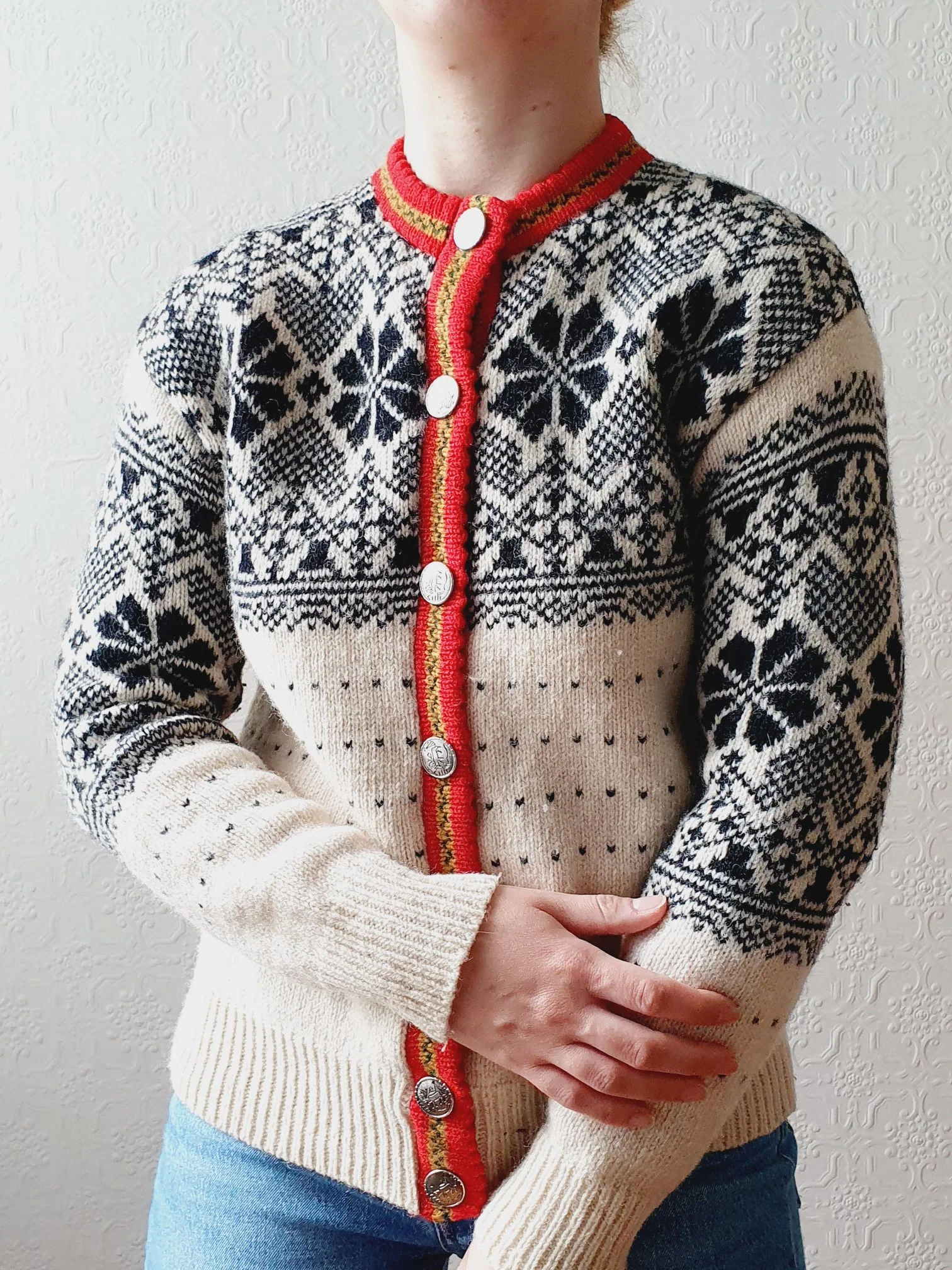 Vintage Icelandic Style Wool Cardigan - XS/S - Image 3