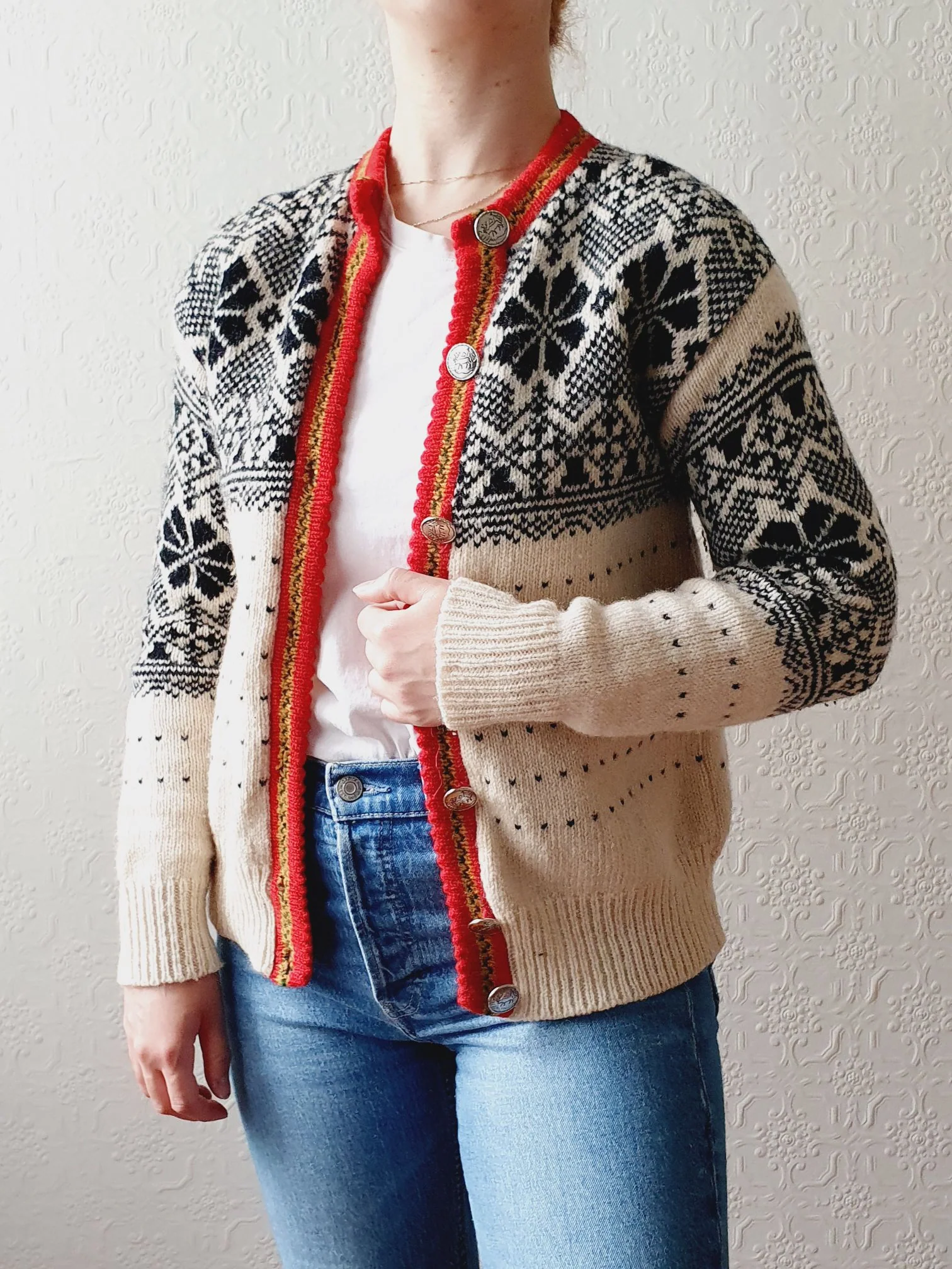 Vintage Icelandic Style Wool Cardigan - XS/S - Image 5