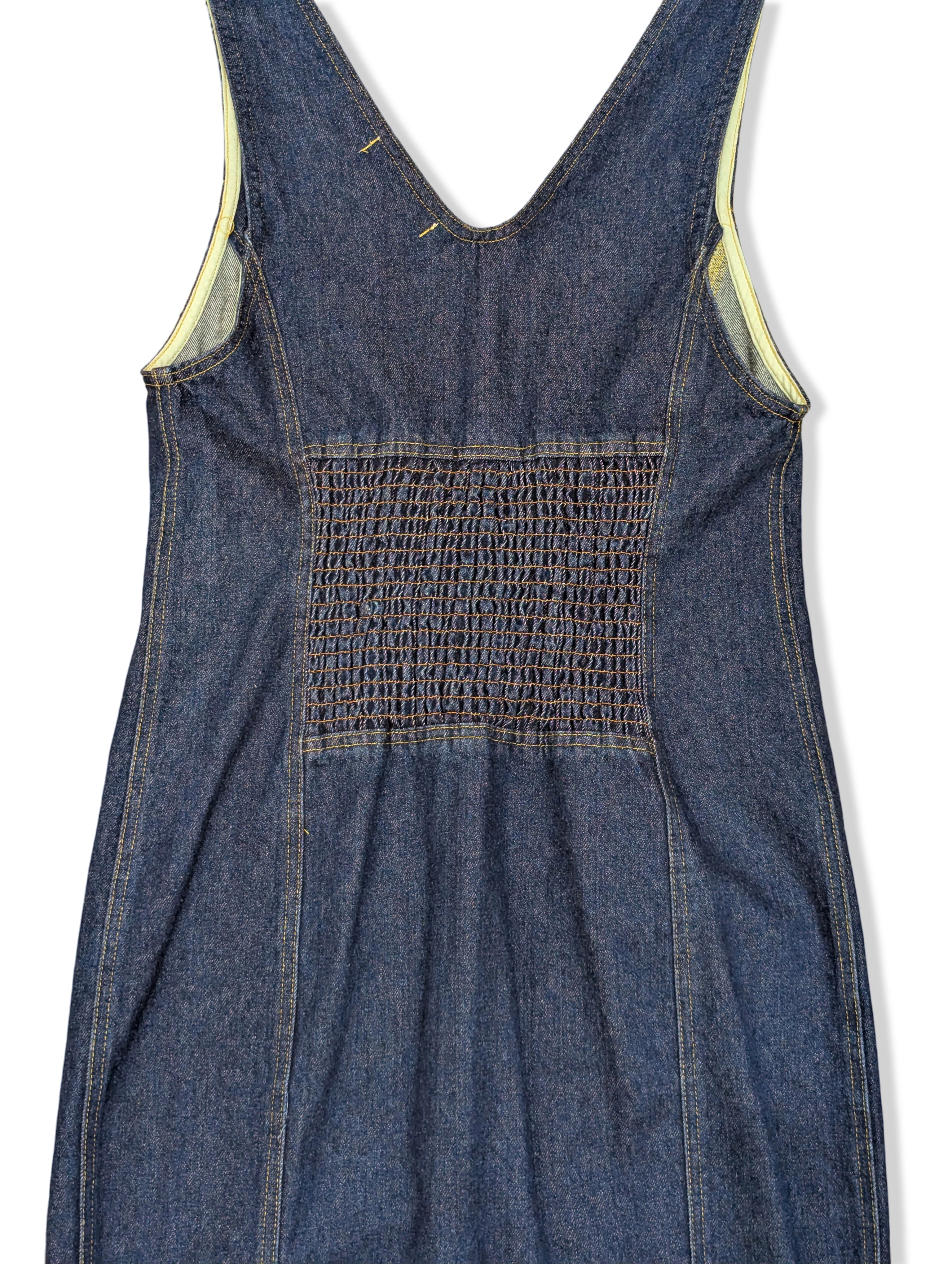 Vintage Indigo Blue Denim Pinafore Dress - XS - Image 3