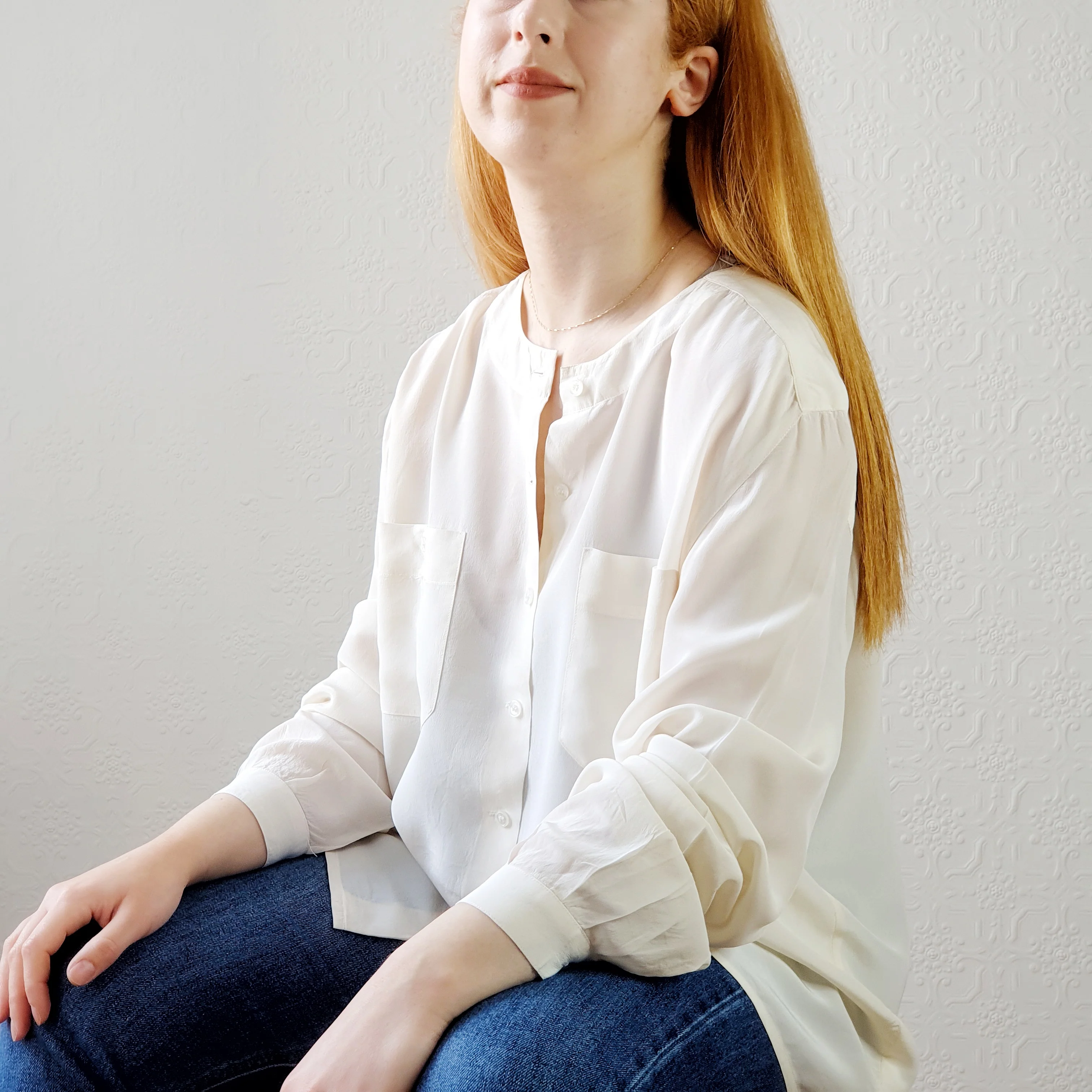 Vintage Ivory Silk Blouse - XL - Image 3