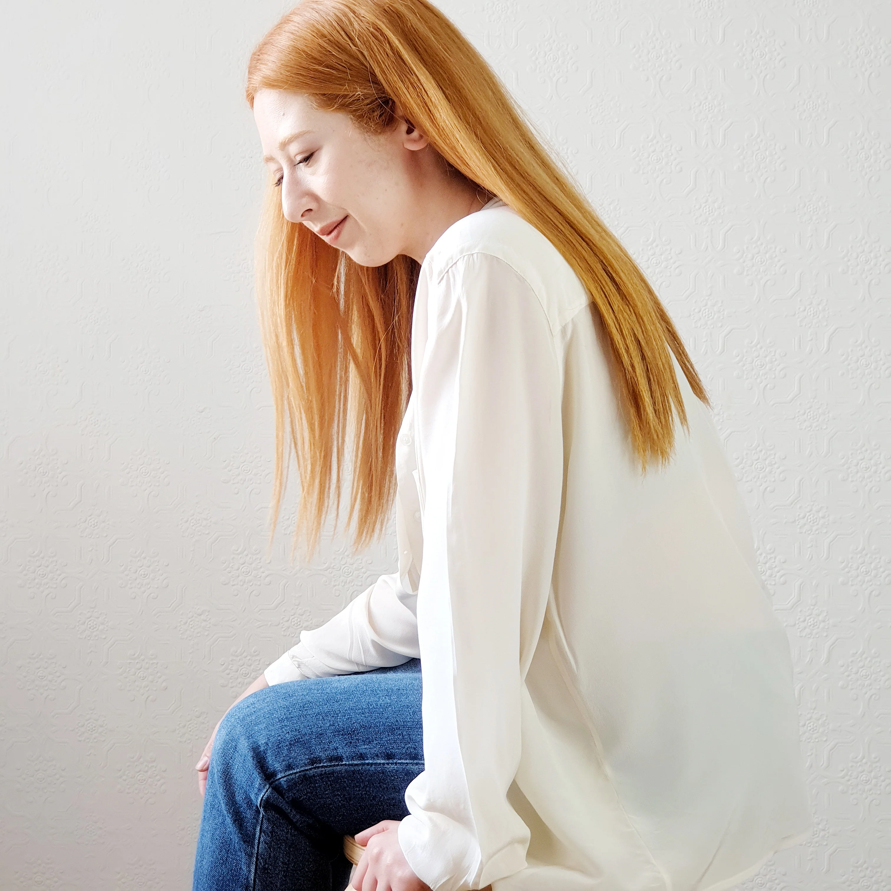 Vintage Ivory Silk Blouse - XL - Image 4
