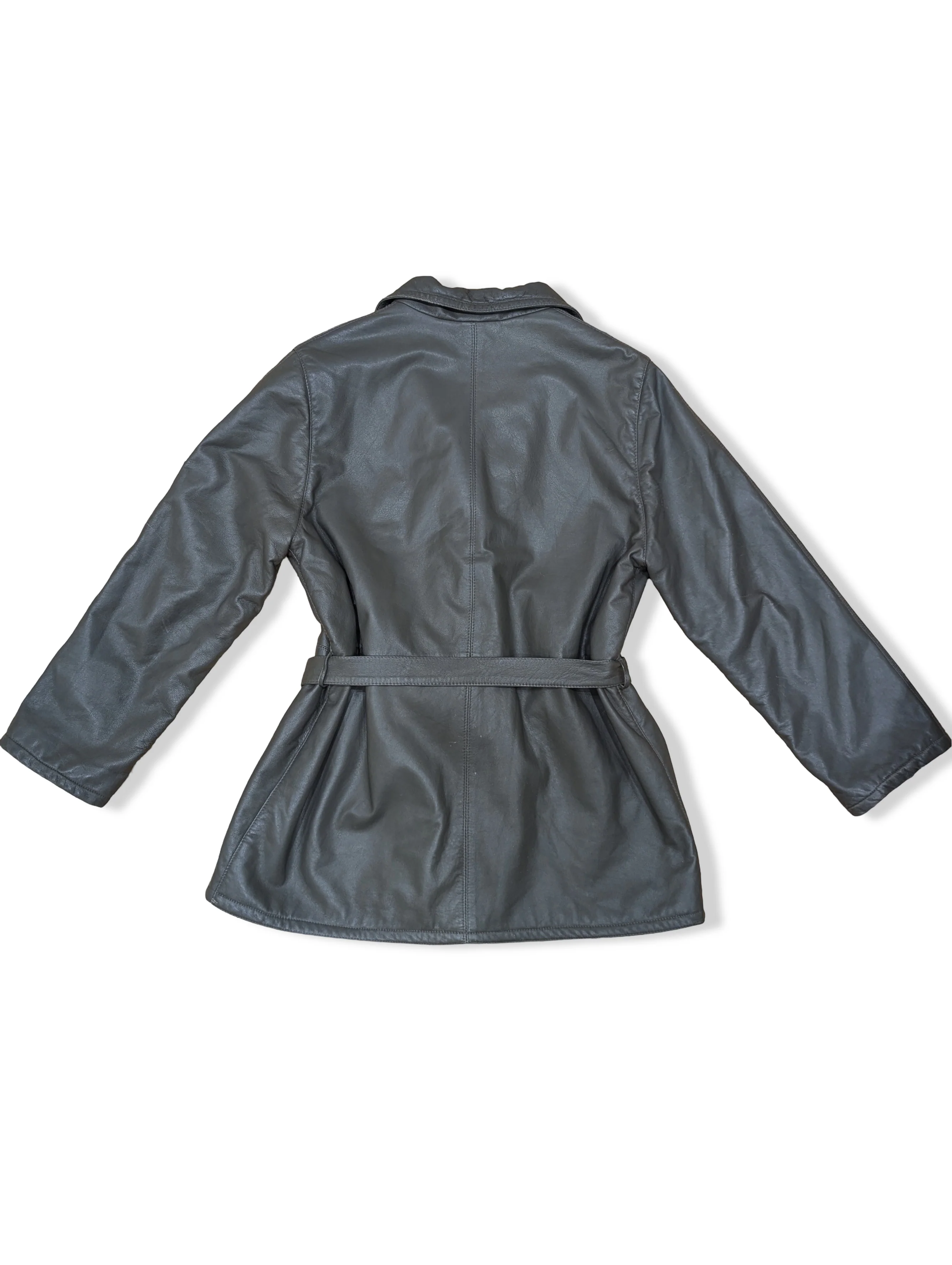 Vintage Khaki Green Blazer Leather Jacket - M - Image 4