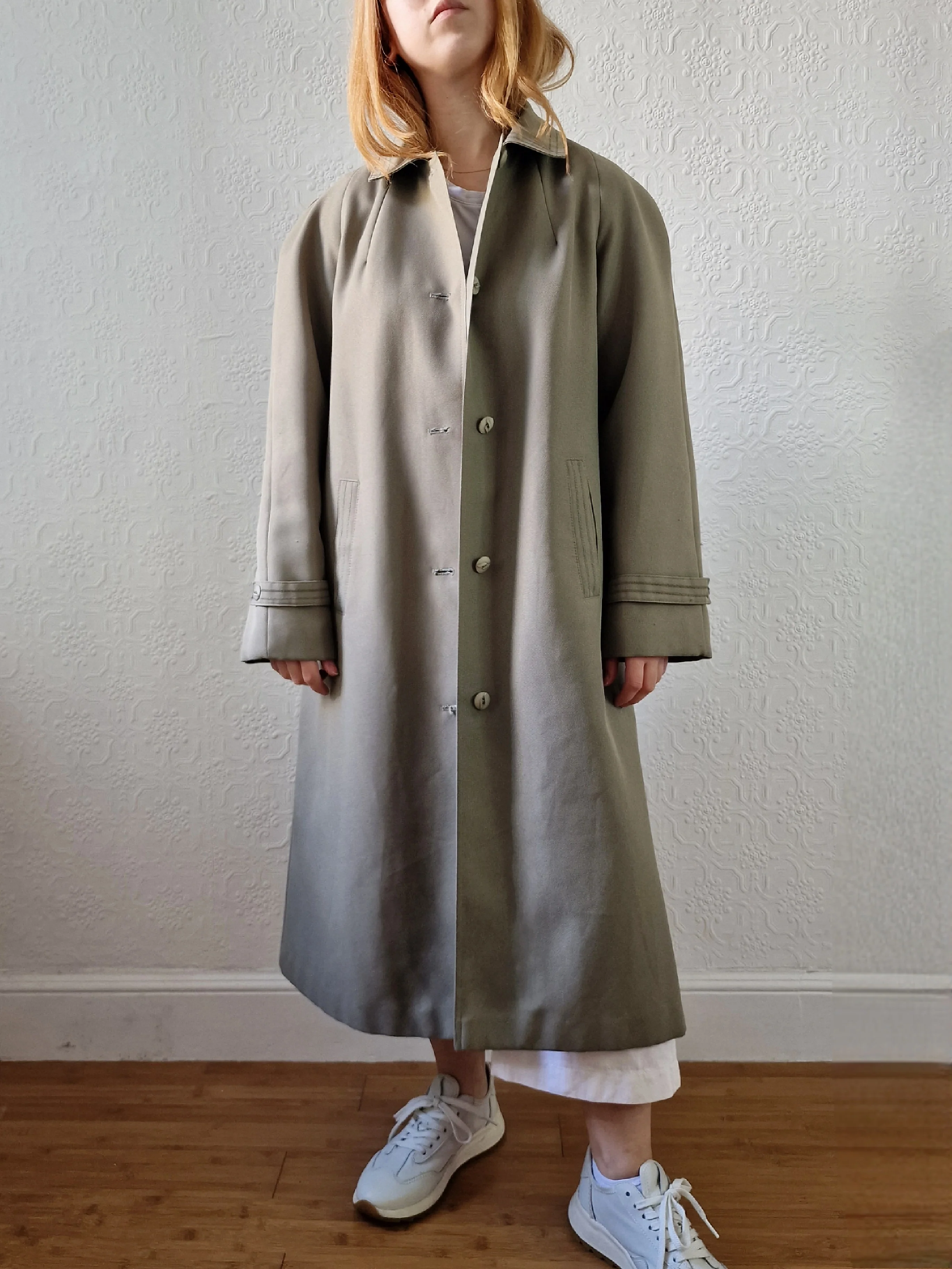 Vintage Khaki Green Single Breasted Trench Coat by Dannimac - S/M - Image 4