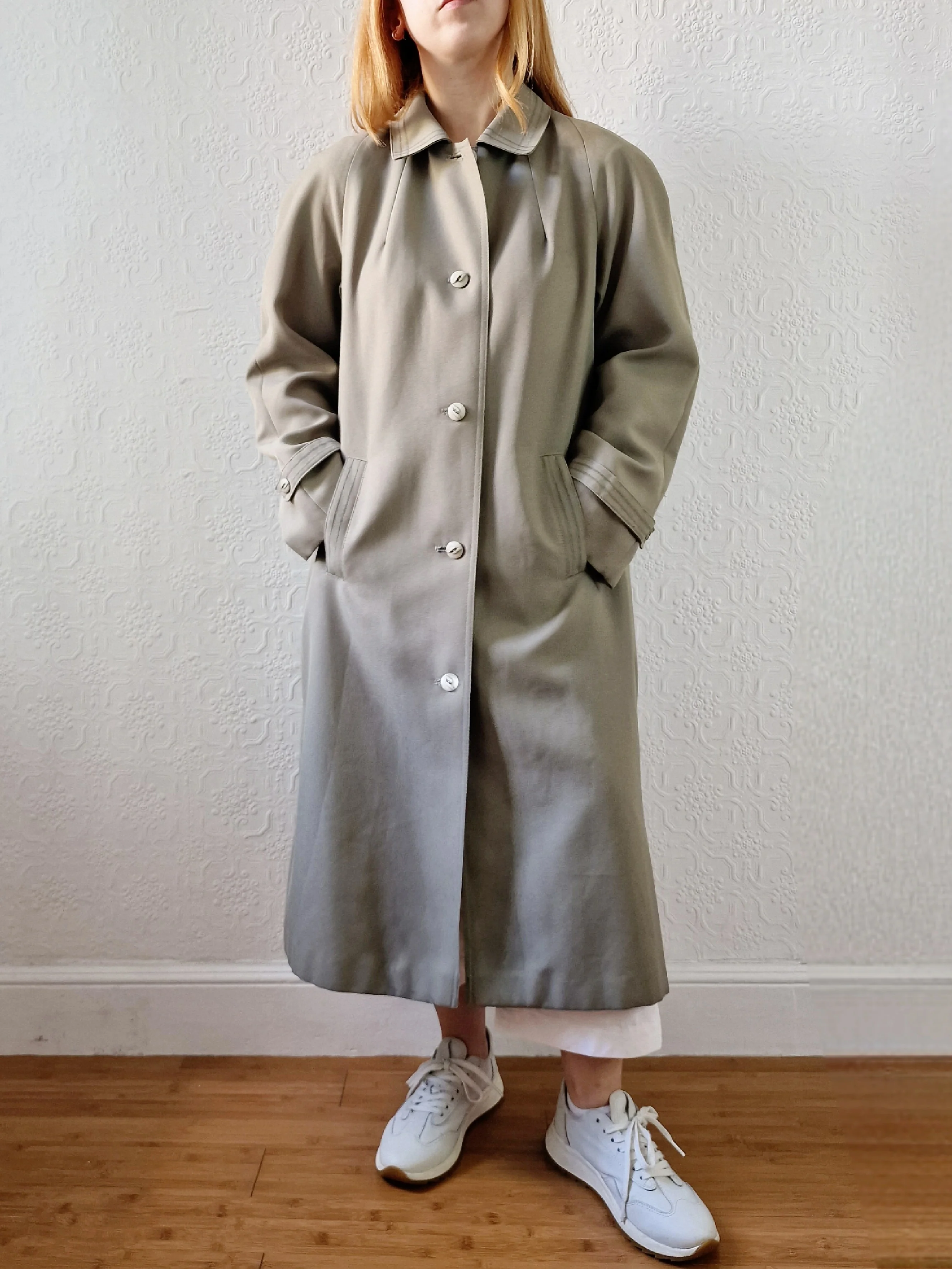 Vintage Khaki Green Single Breasted Trench Coat by Dannimac - S/M - Image 5