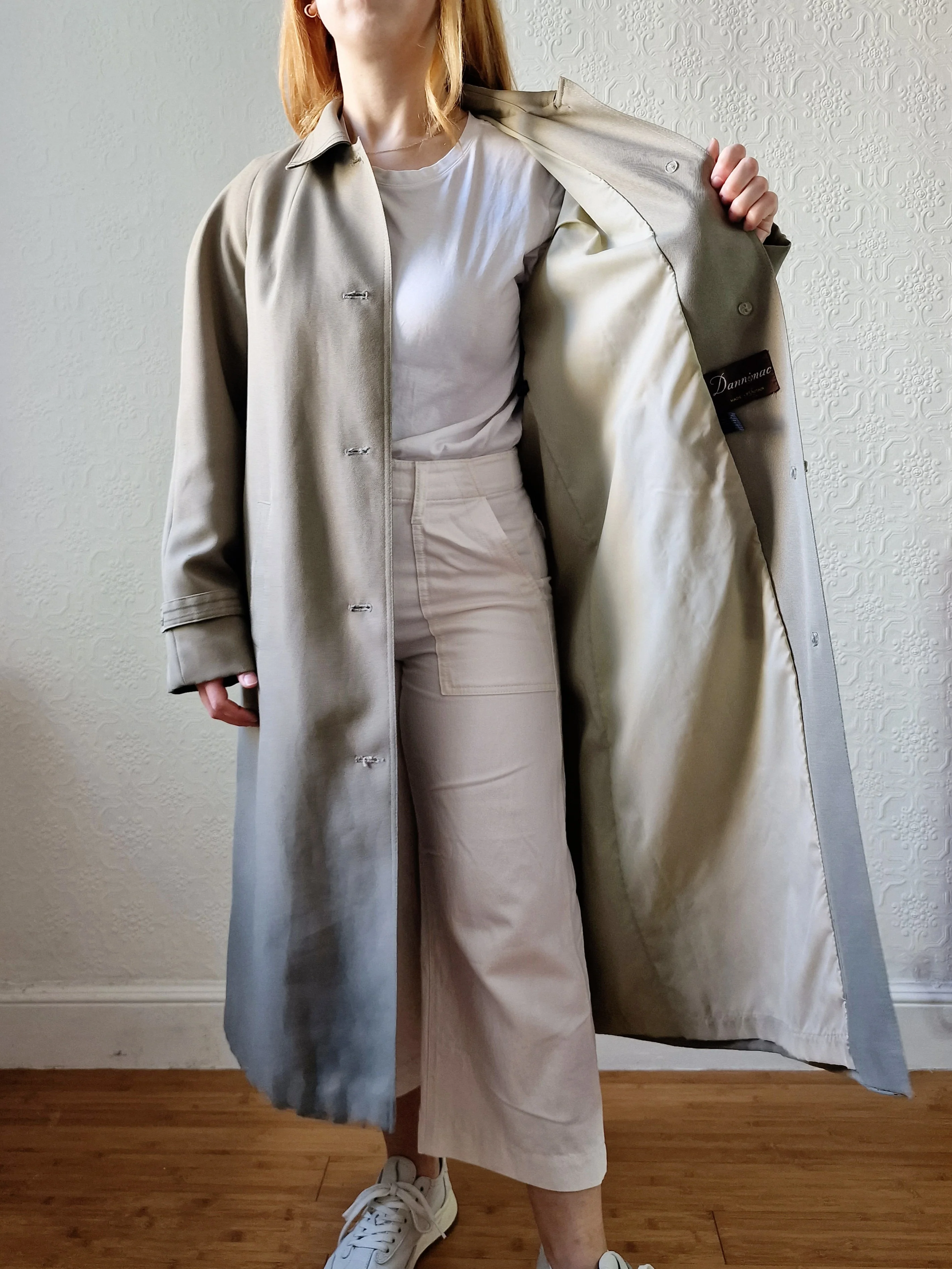 Vintage Khaki Green Single Breasted Trench Coat by Dannimac - S/M - Image 6