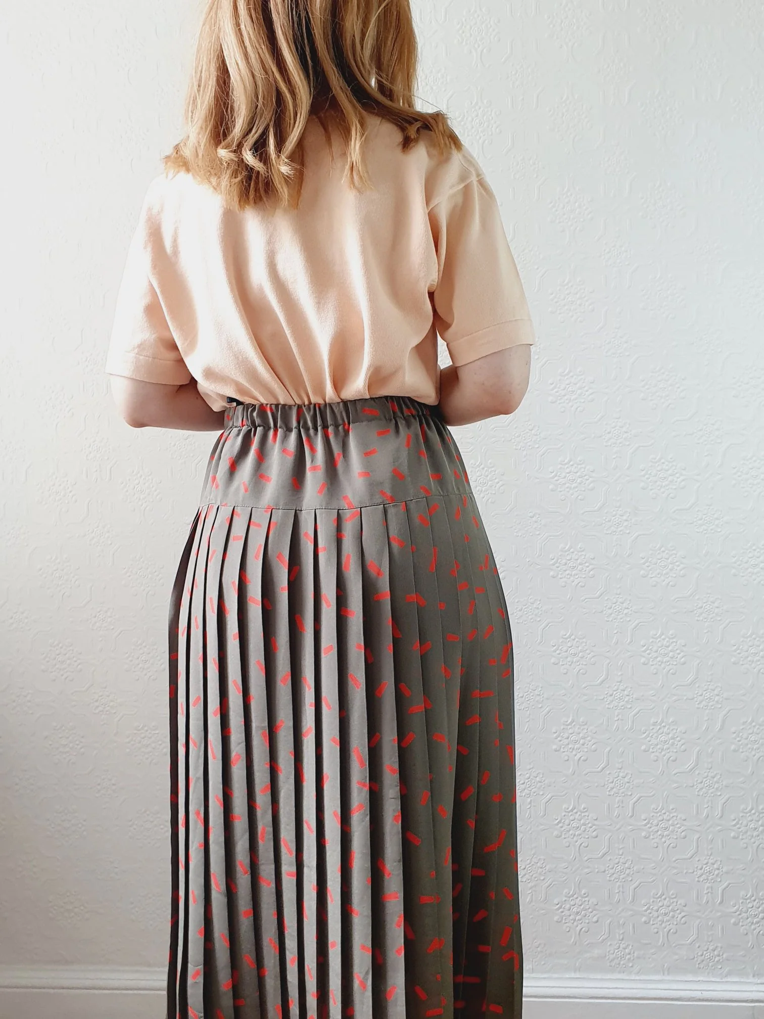 Vintage Khaki Pleated Skirt - S/M - Image 5