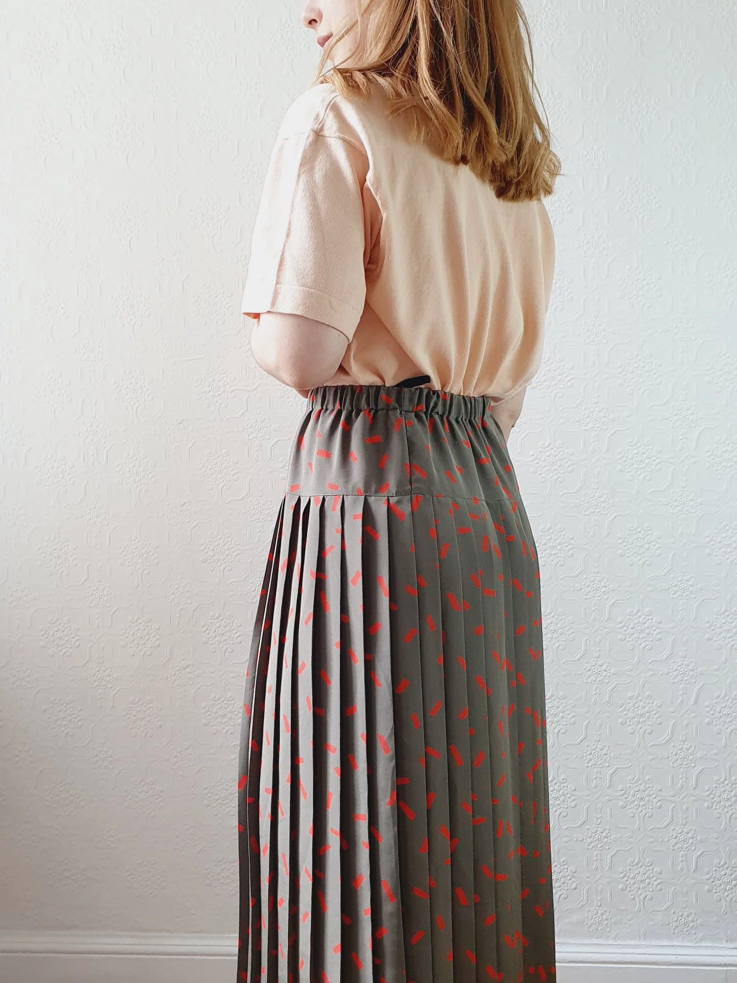 Vintage Khaki Pleated Skirt - S/M - Image 6