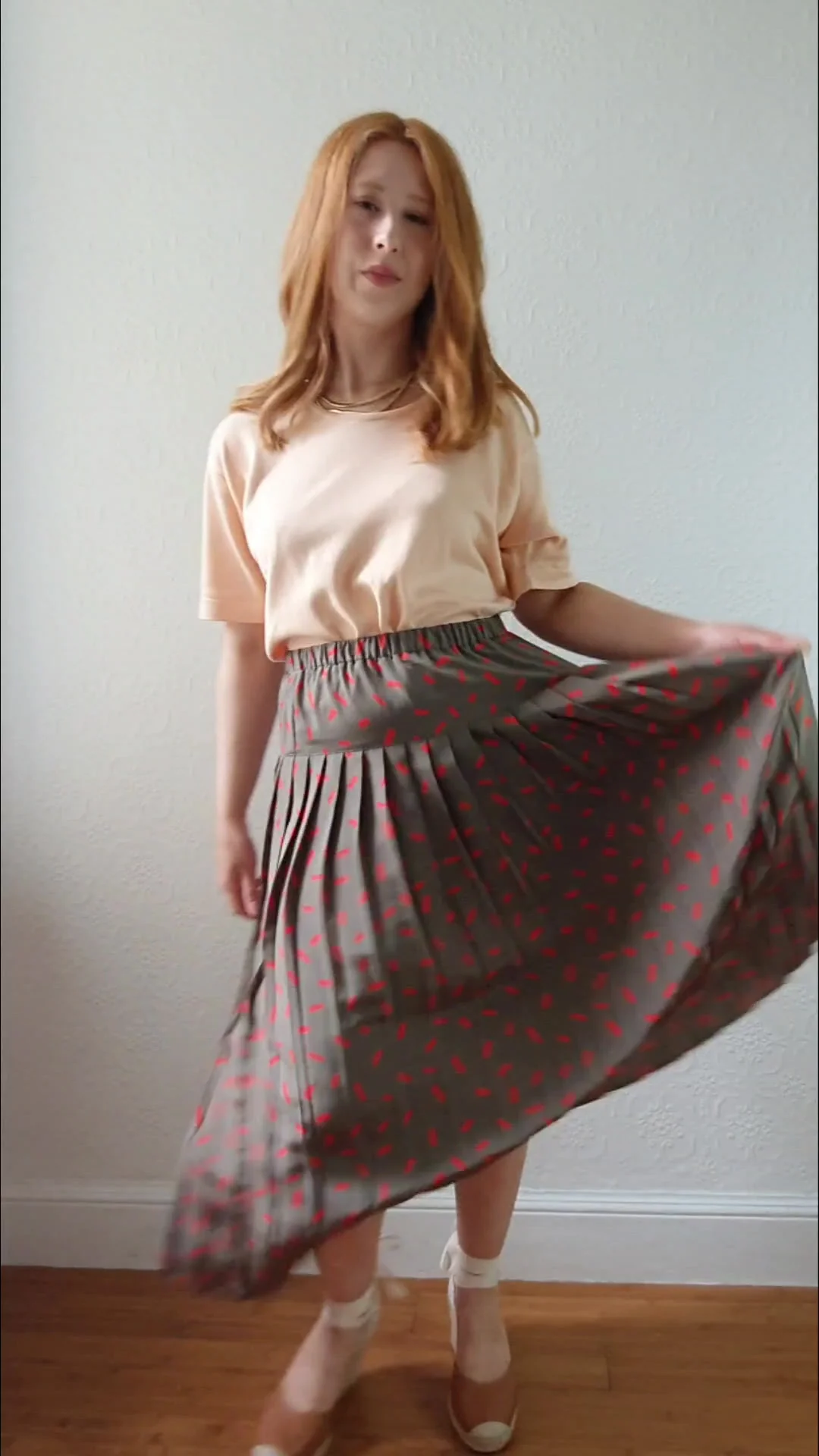 Vintage Khaki Pleated Skirt - S/M - Image 7