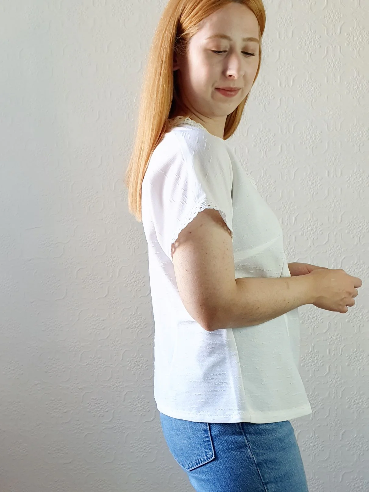 Vintage Lace Trim White Blouse - M - Image 4