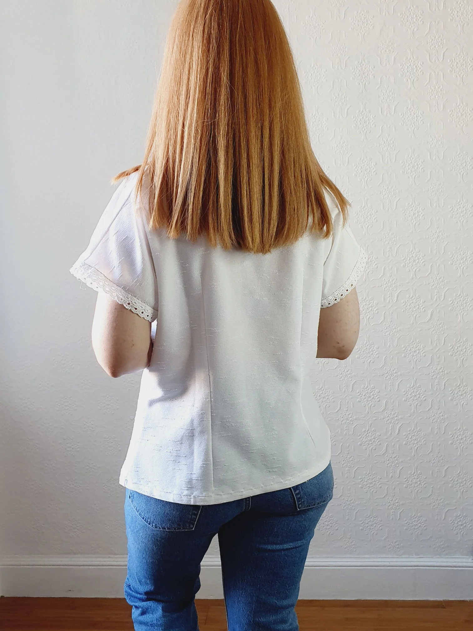 Vintage Lace Trim White Blouse - M - Image 5