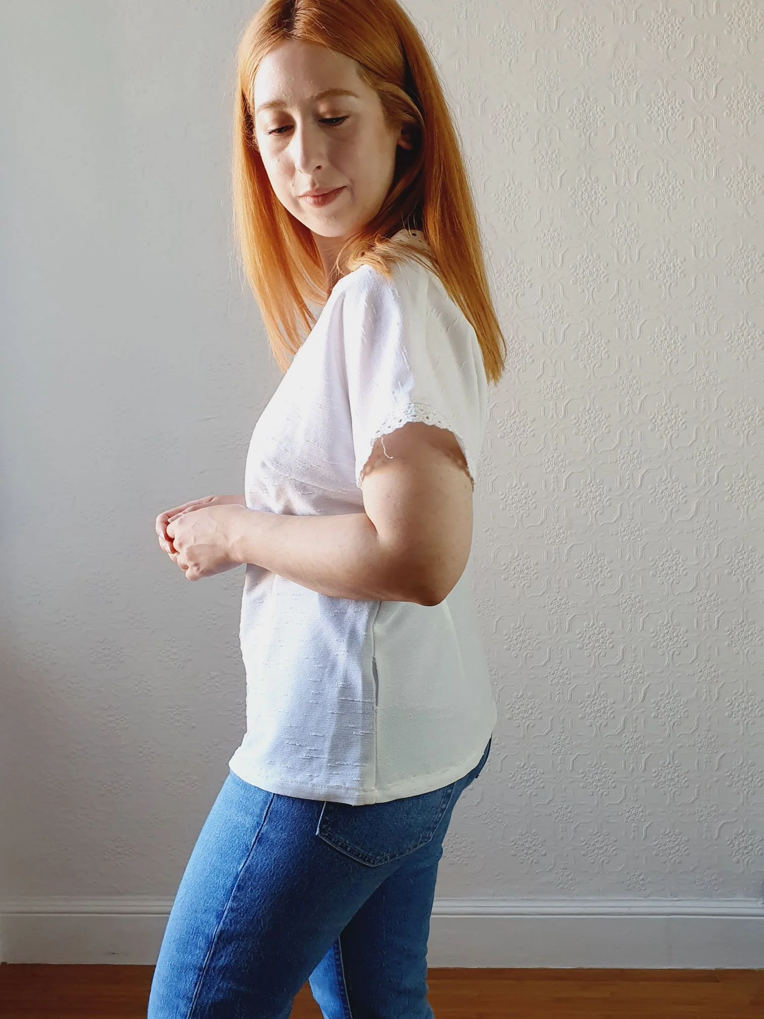 Vintage Lace Trim White Blouse - M - Image 6