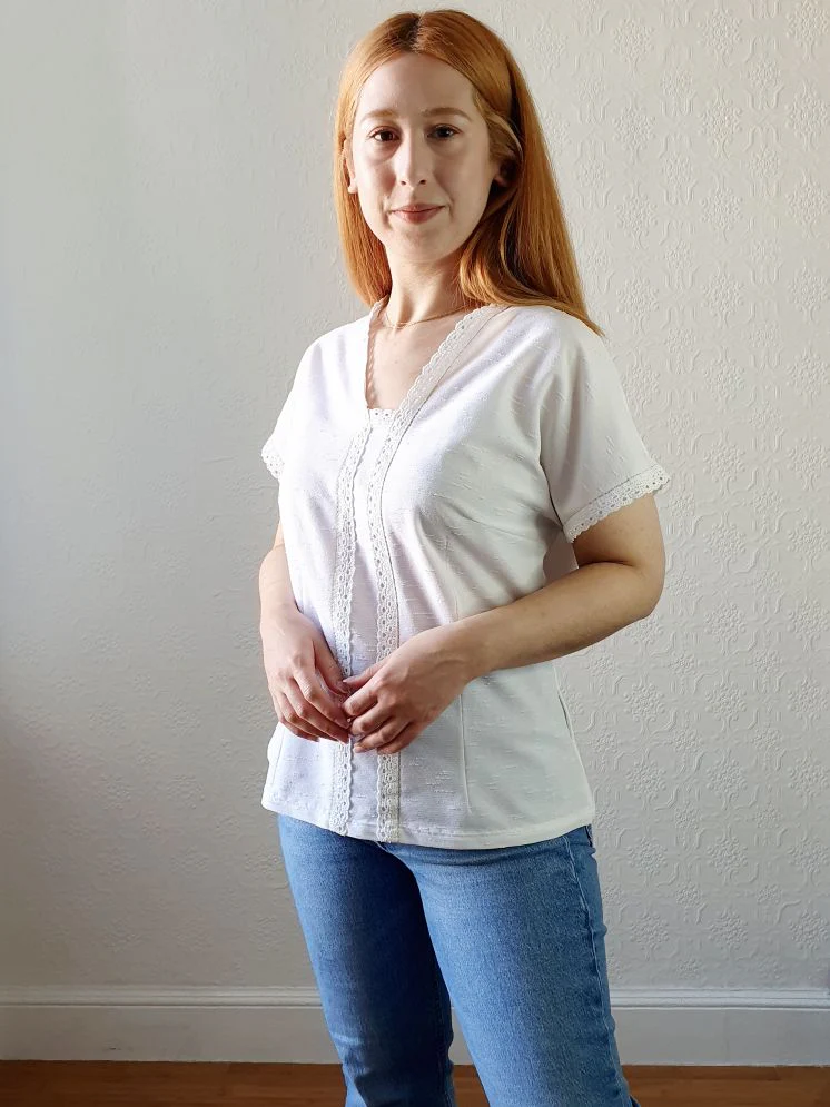 Vintage Lace Trim White Blouse - M - Image 7