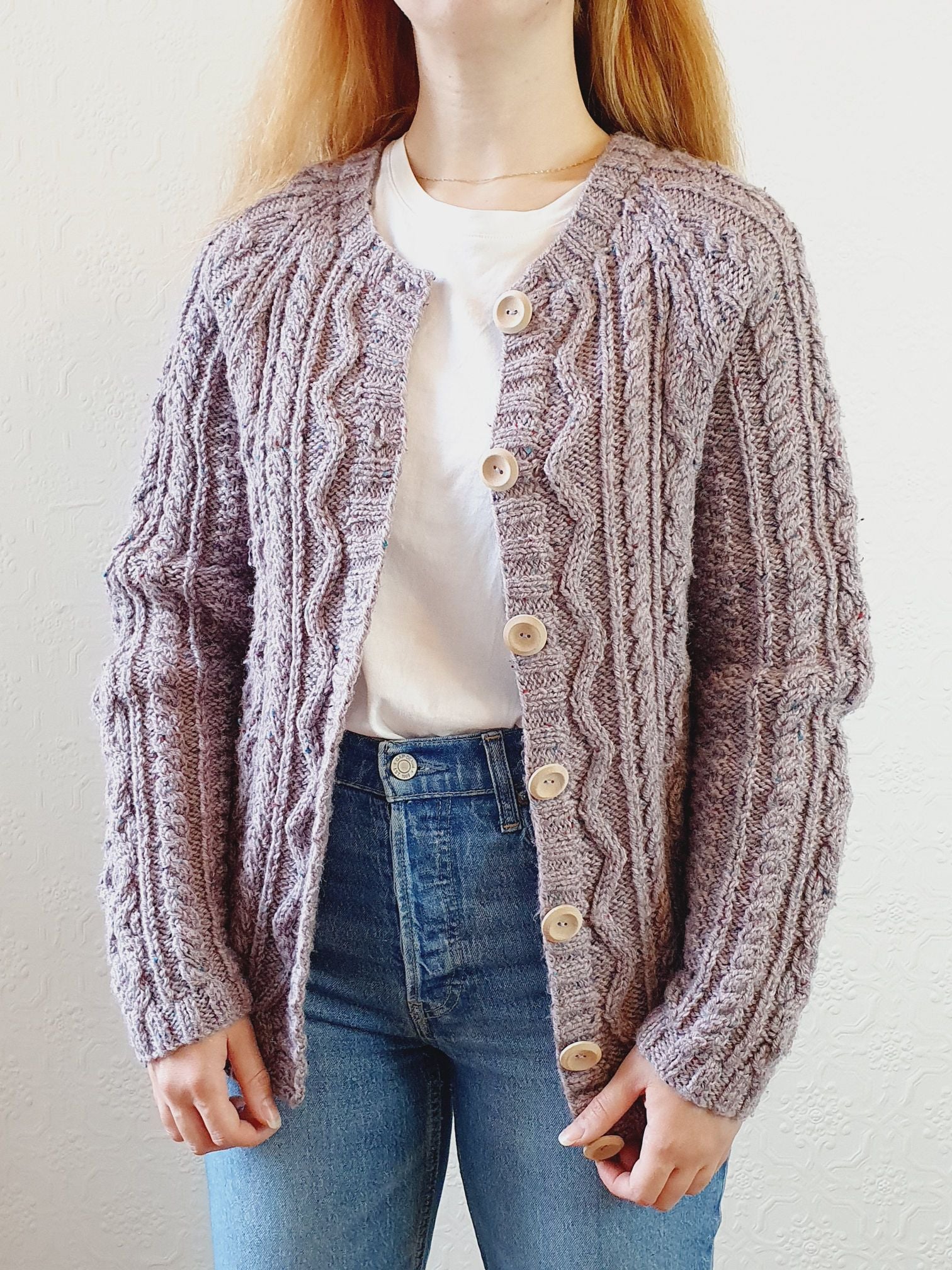 Vintage Lavender Arran Cardigan - M