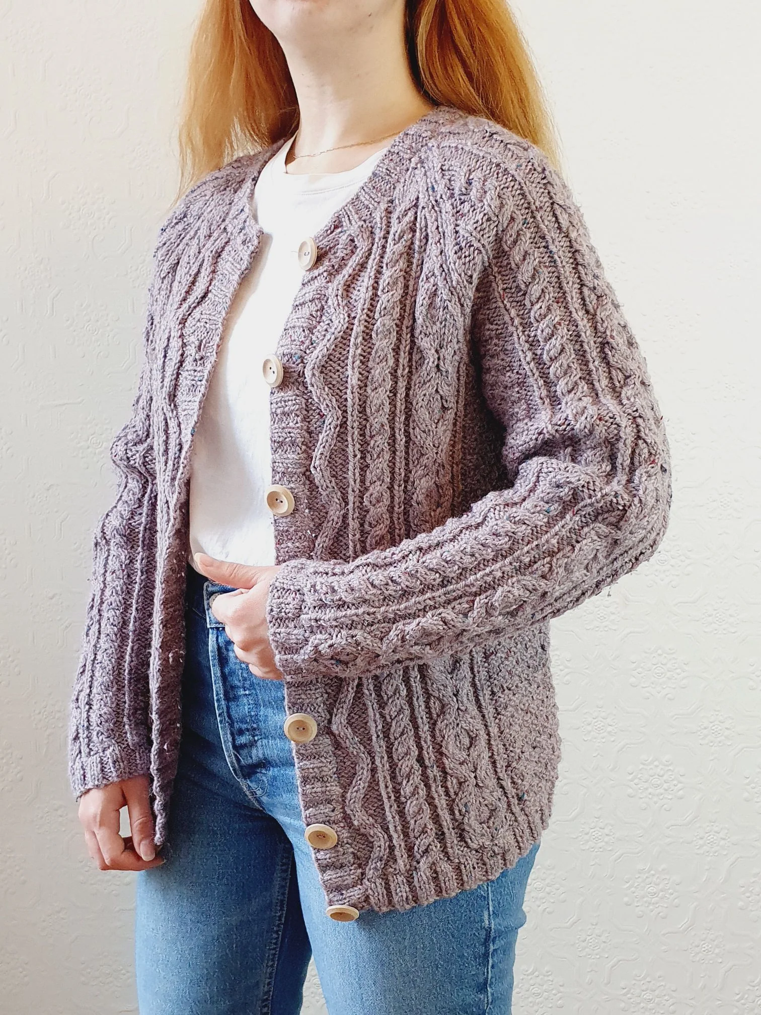 Vintage Lavender Arran Cardigan - M - Image 2