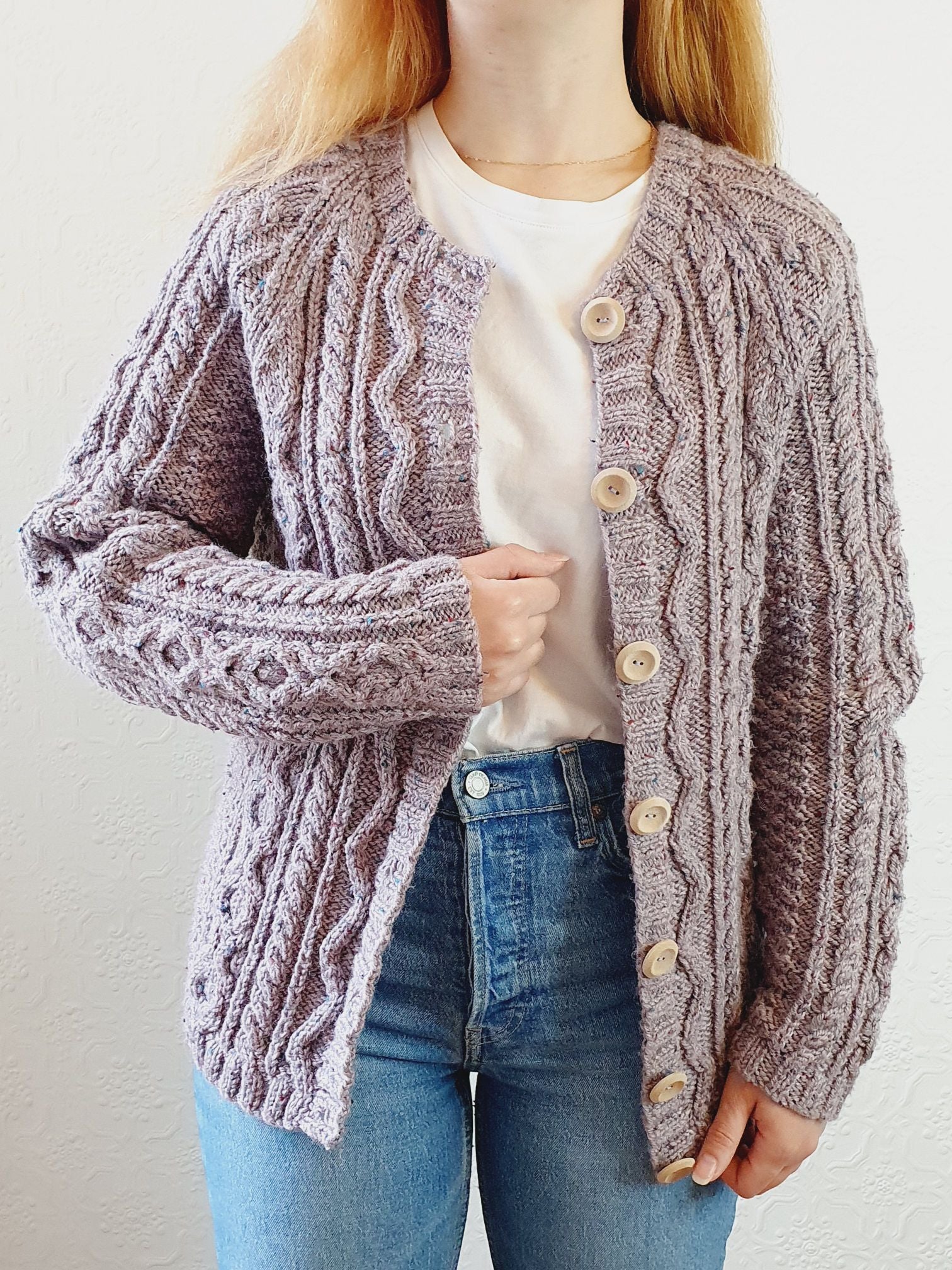 Vintage Lavender Arran Cardigan - M - Image 3