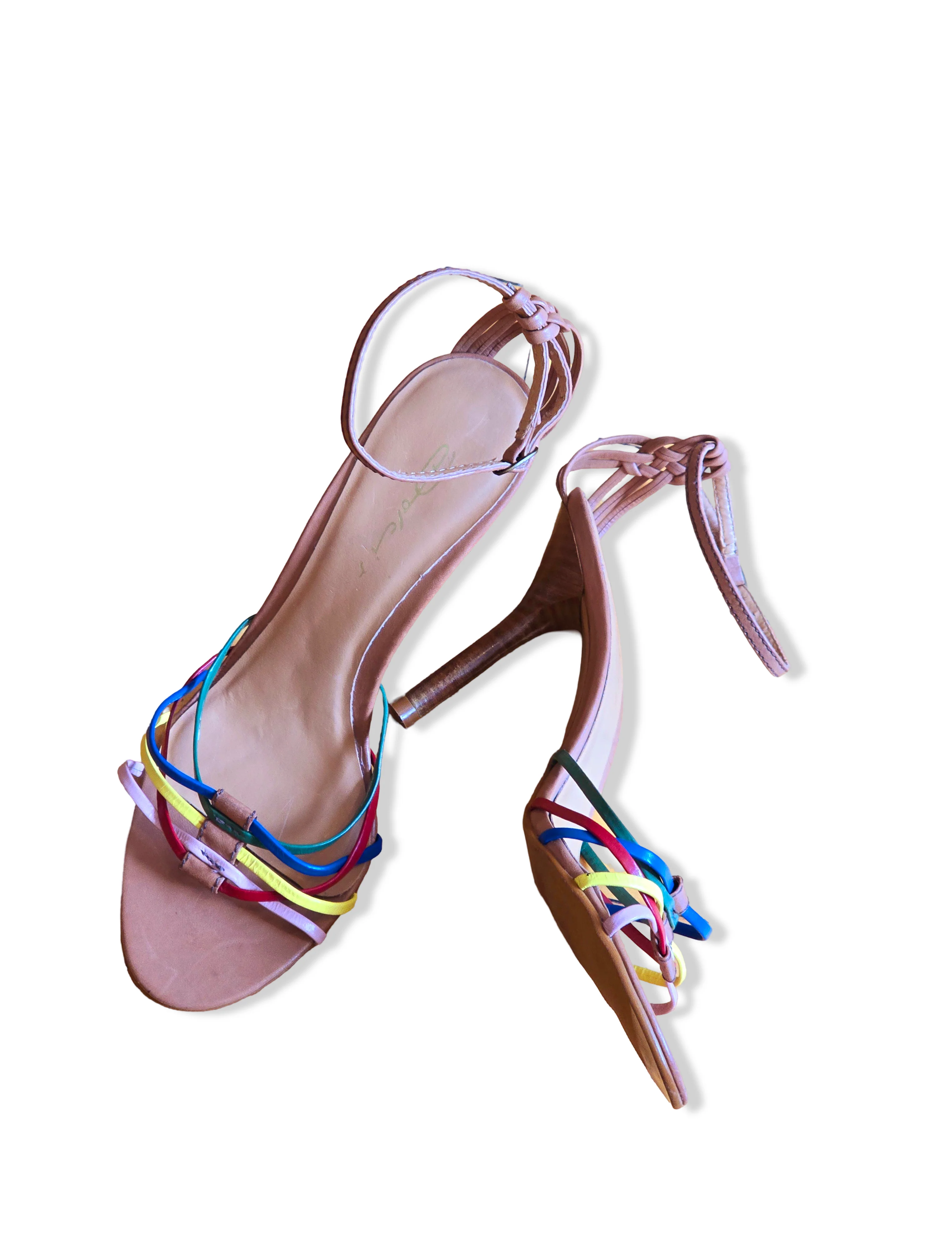 Vintage Leather Strappy High Heeled Sandals - UK5 - Image 2