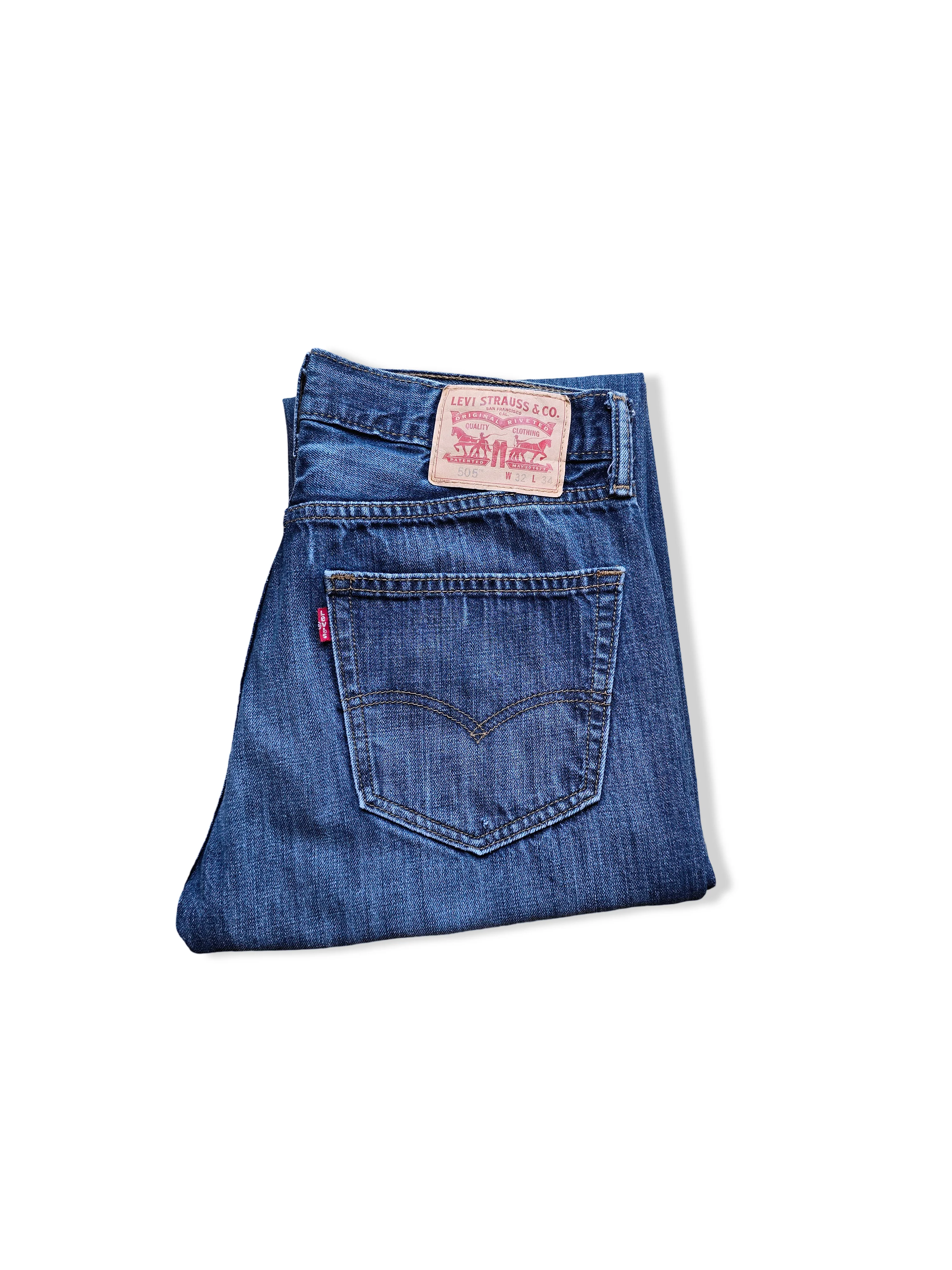 Vintage Levi's 505 Dark Wash Straight Leg Jeans - W32 L34 - Image 5