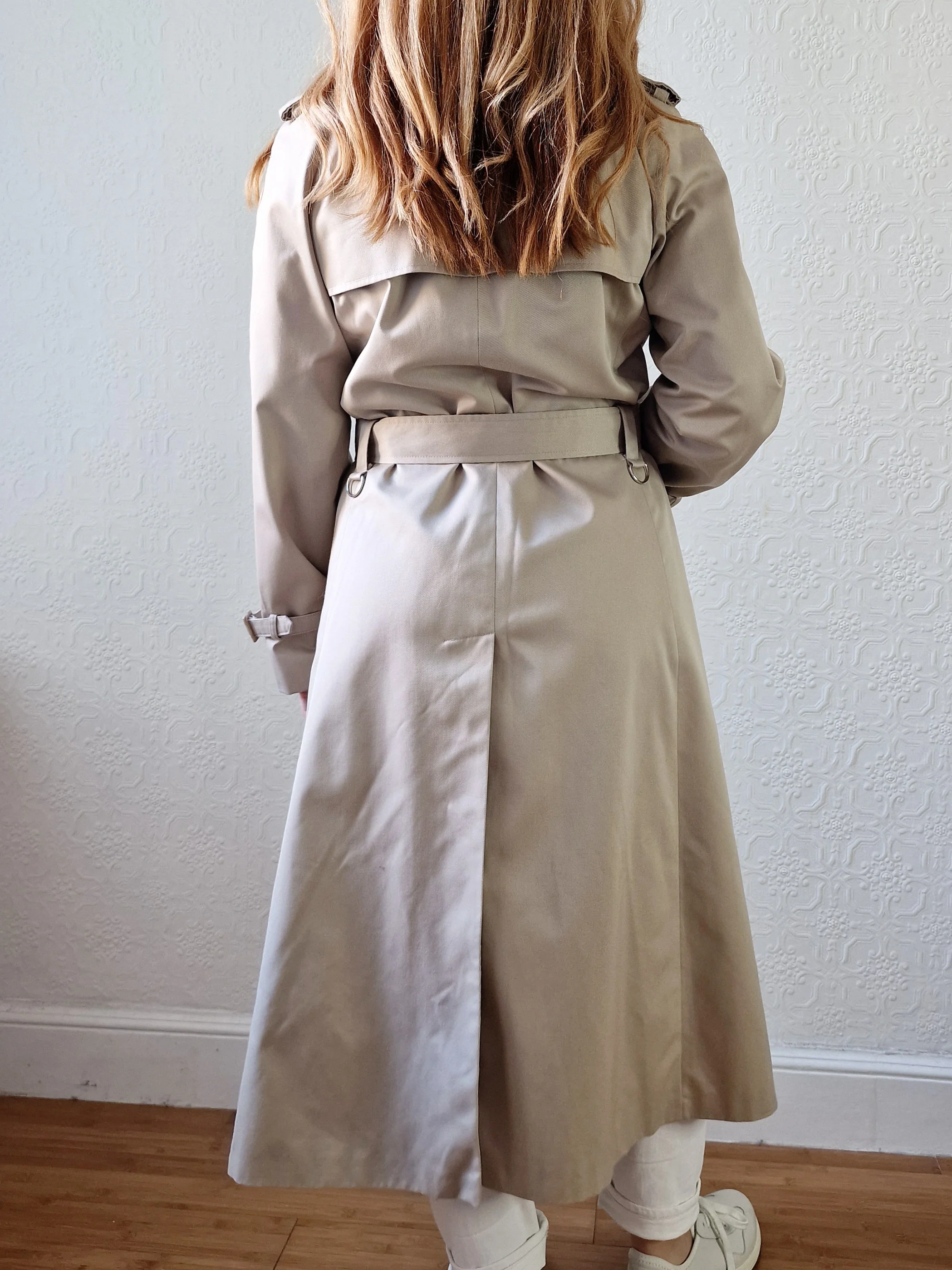 Vintage Light Beige Double Breasted Trench Coat with Belt - S - Image 12