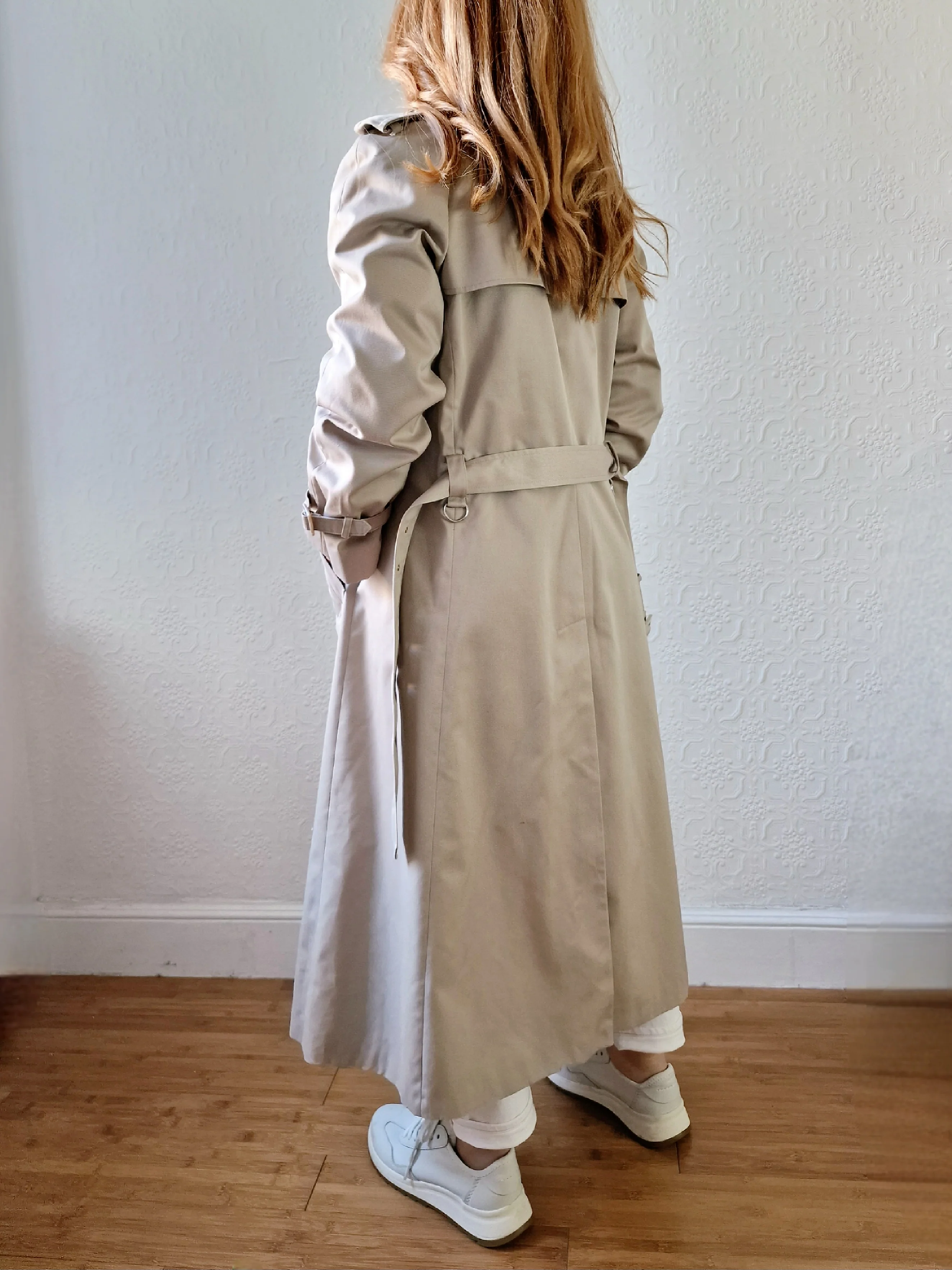Vintage Light Beige Double Breasted Trench Coat with Belt - S - Image 3
