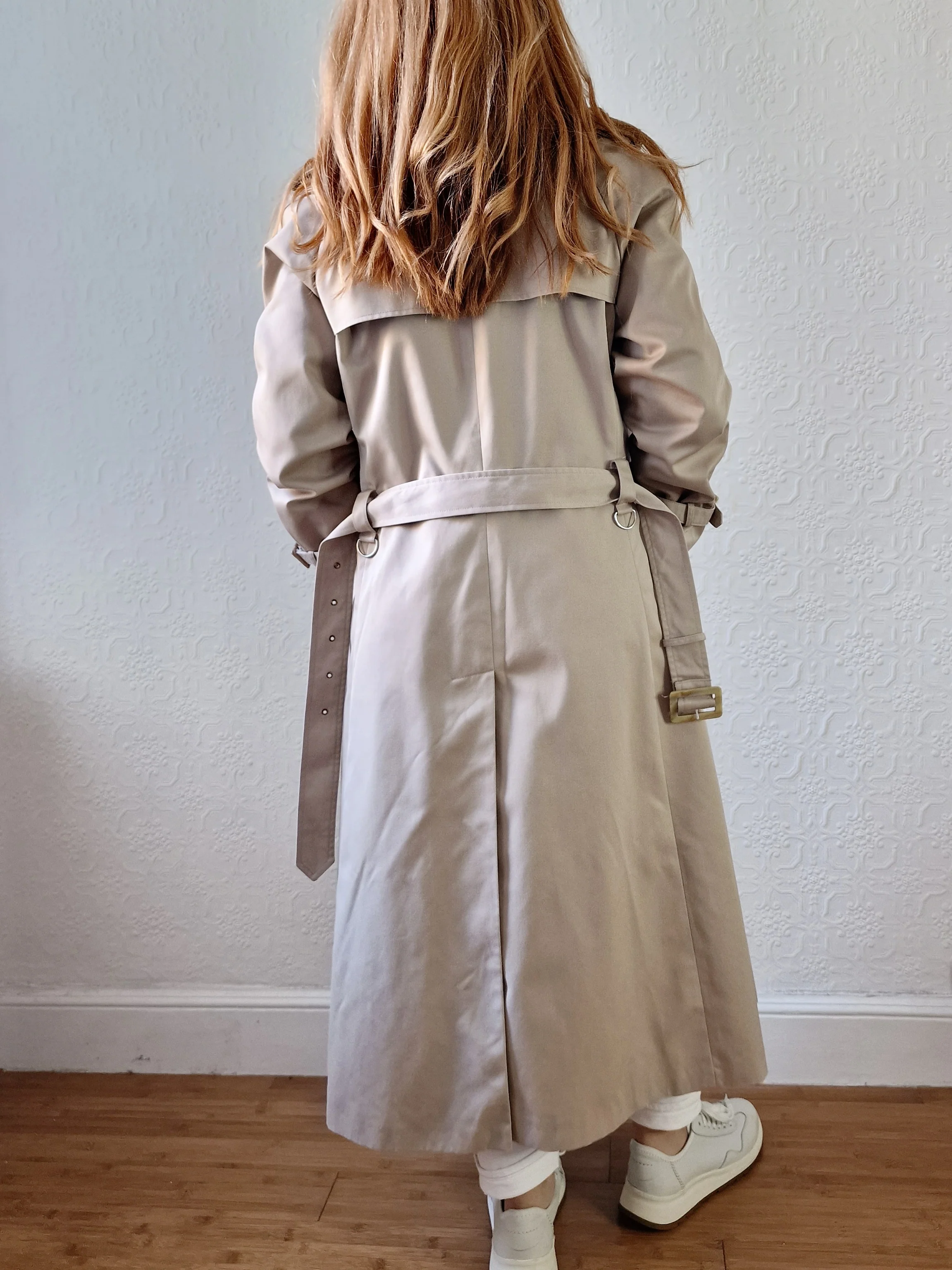 Vintage Light Beige Double Breasted Trench Coat with Belt - S - Image 9