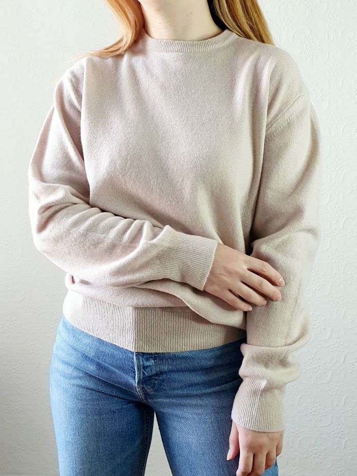 Vintage Light Beige Lambswool Jumper - L - Image 2