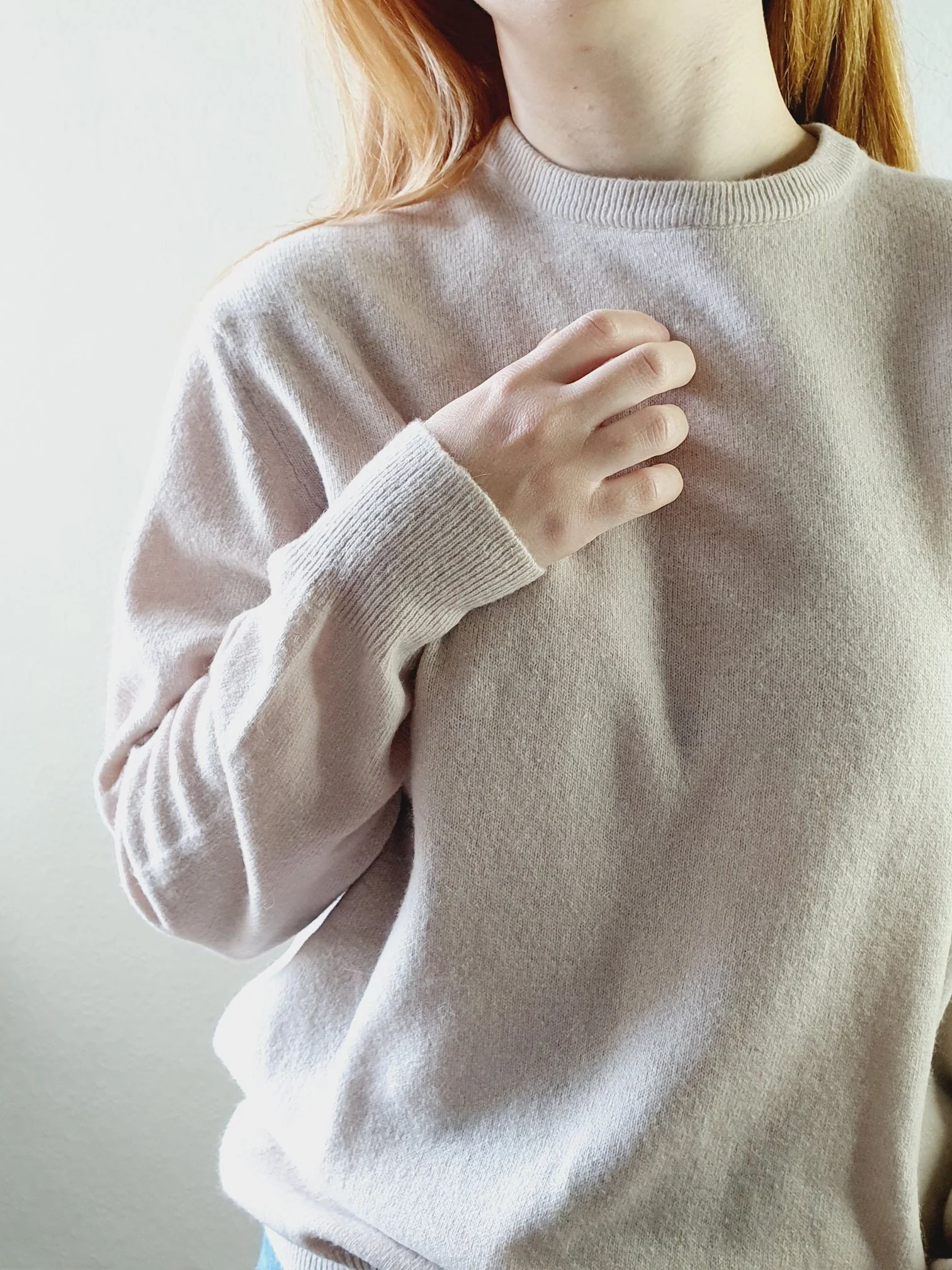 Vintage Light Beige Lambswool Jumper - L - Image 3