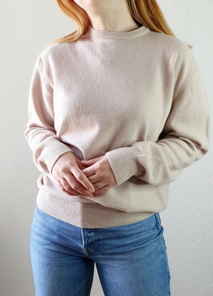 Vintage Light Beige Lambswool Jumper - L - Image 5