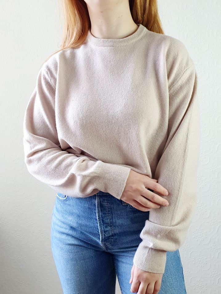 Vintage Light Beige Lambswool Jumper - L - Image 6