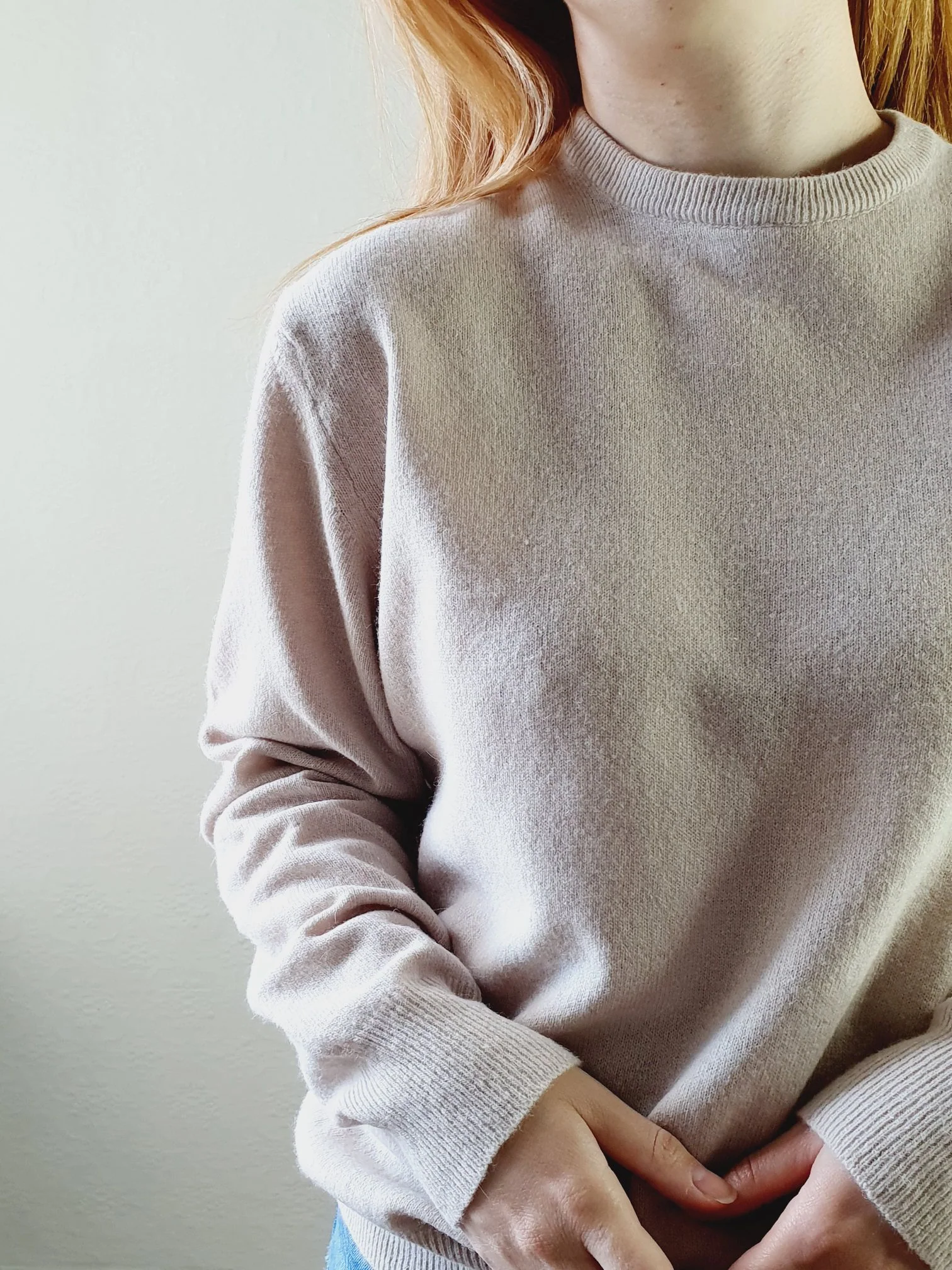 Vintage Light Beige Lambswool Jumper - L - Image 7